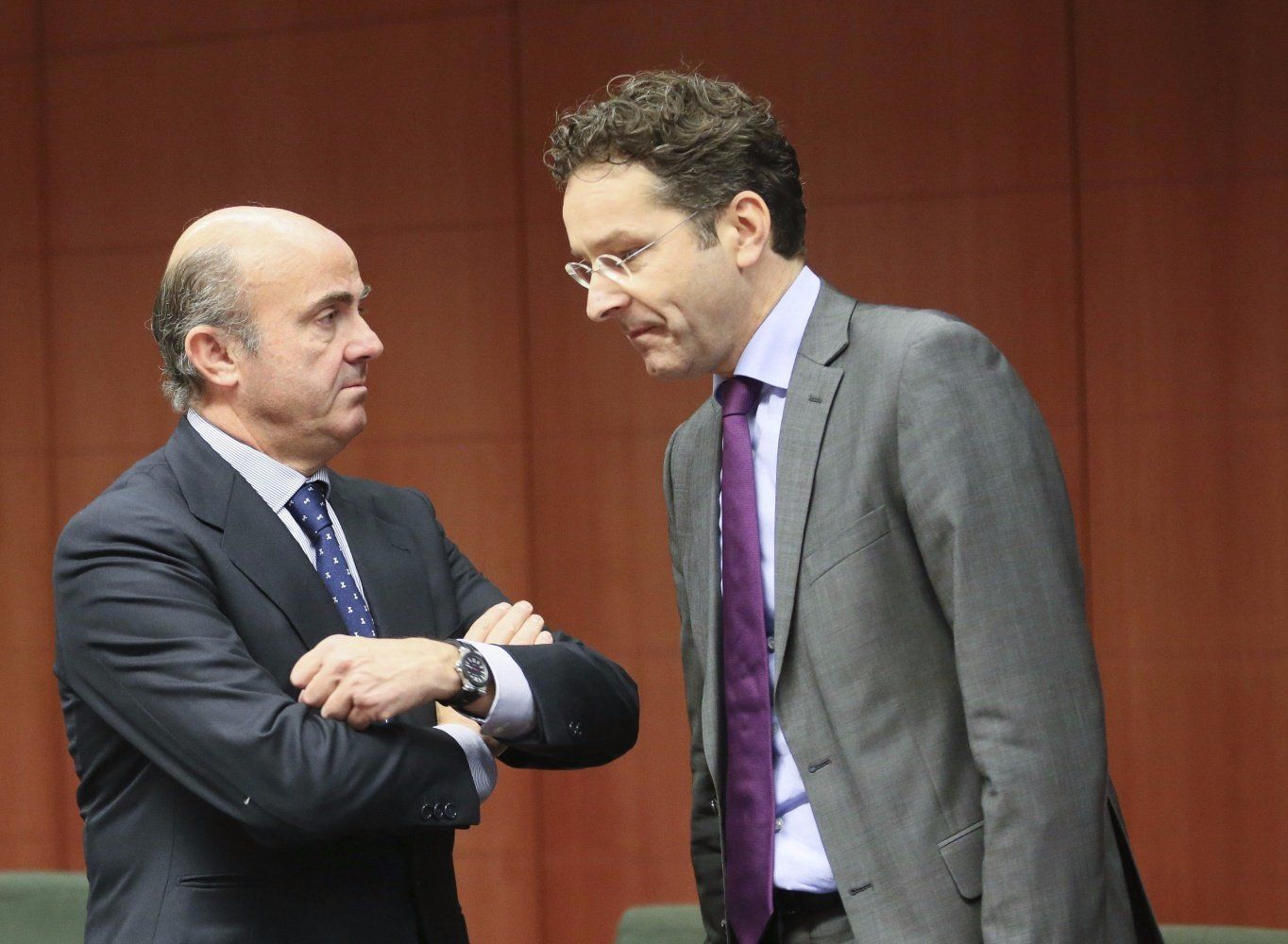 El Ministre Luis de Guindos amb el president de l'Eurogrup Jeroen Dijsselbloem