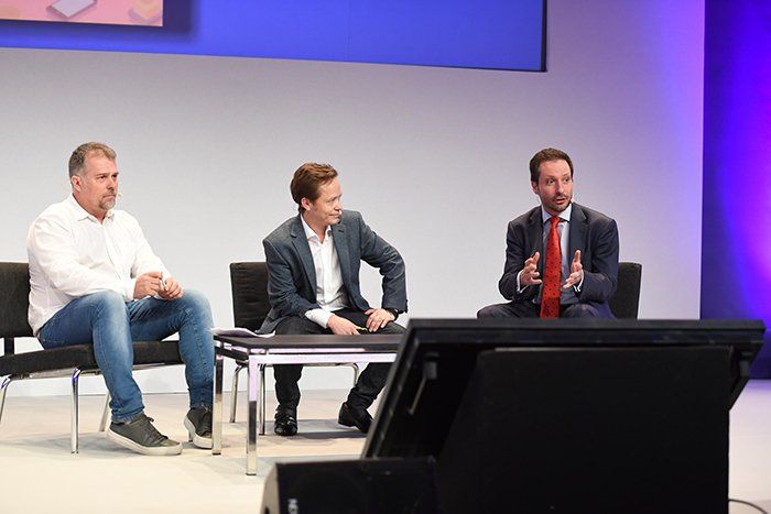 Brock Pierce and Luis Vives debating blockchain at the 4YFN