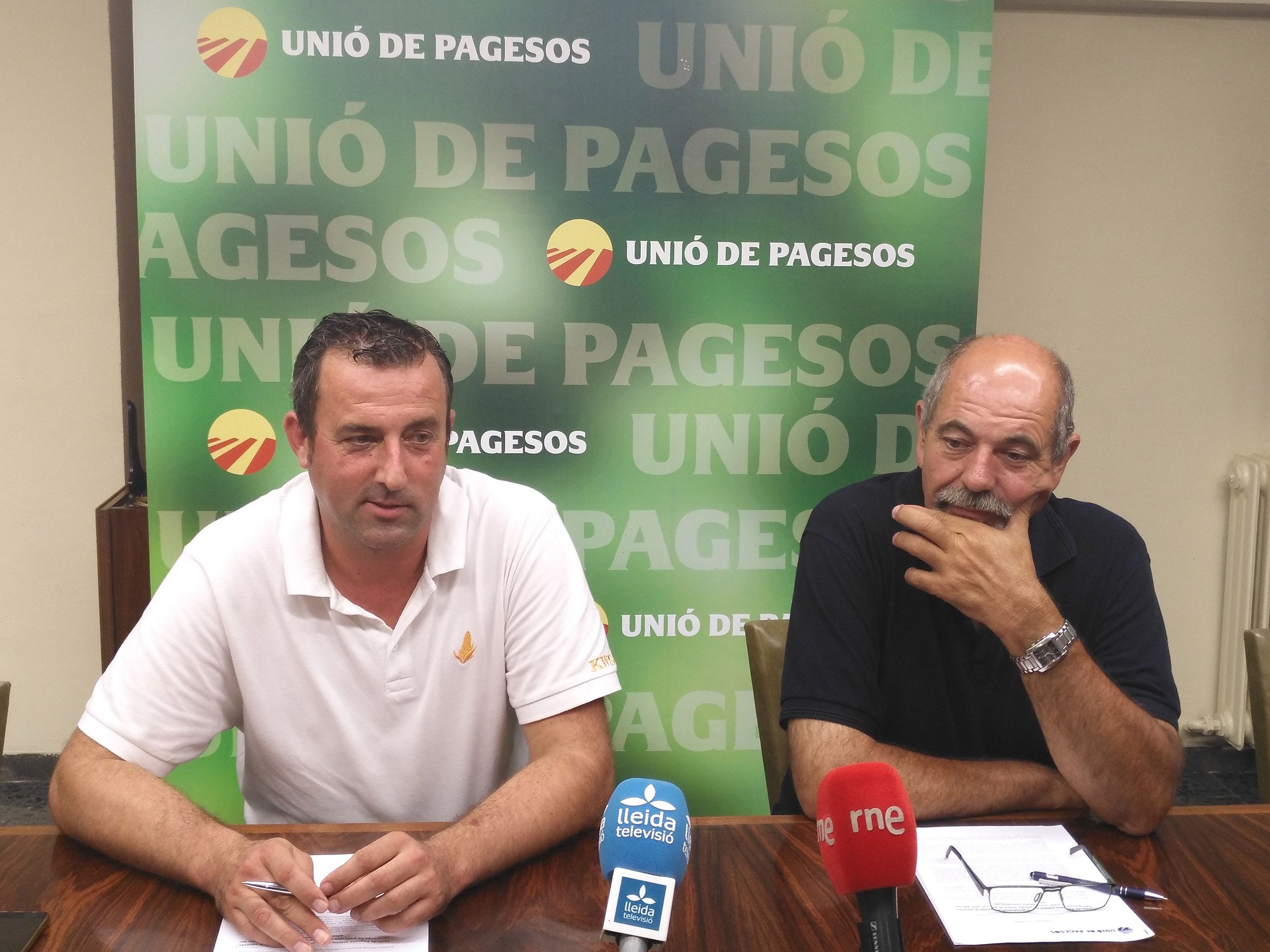 Santiago Caudevilla i Jaume Pedró de la Unió de Pagesos. | ACN