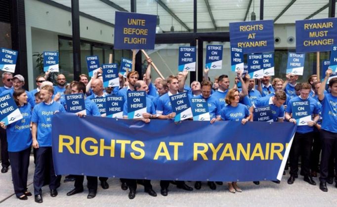 Una manifestació dels treballadors de Ryanair