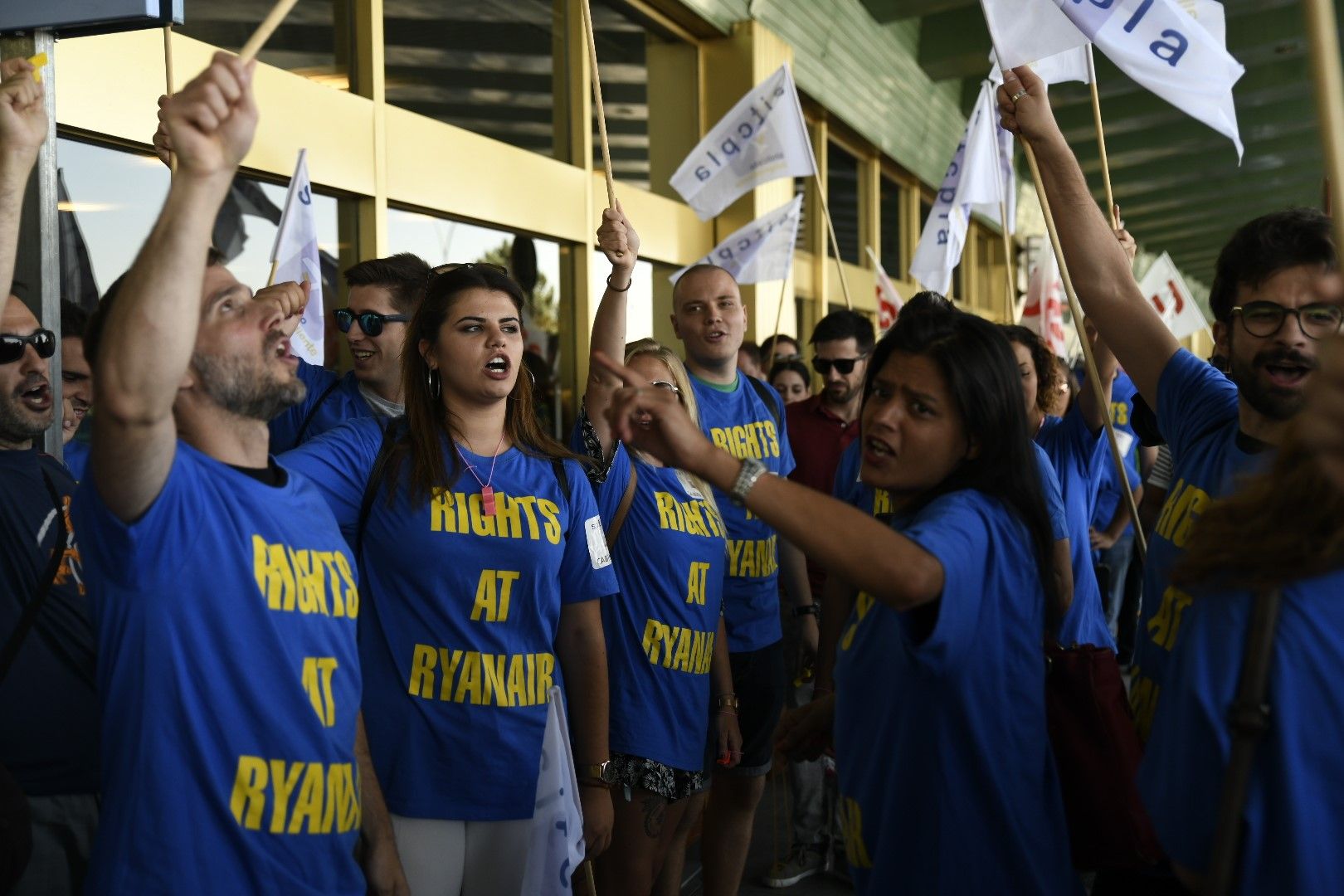 Fotografia d'una anterior manifestació de sindicats de Ryanair