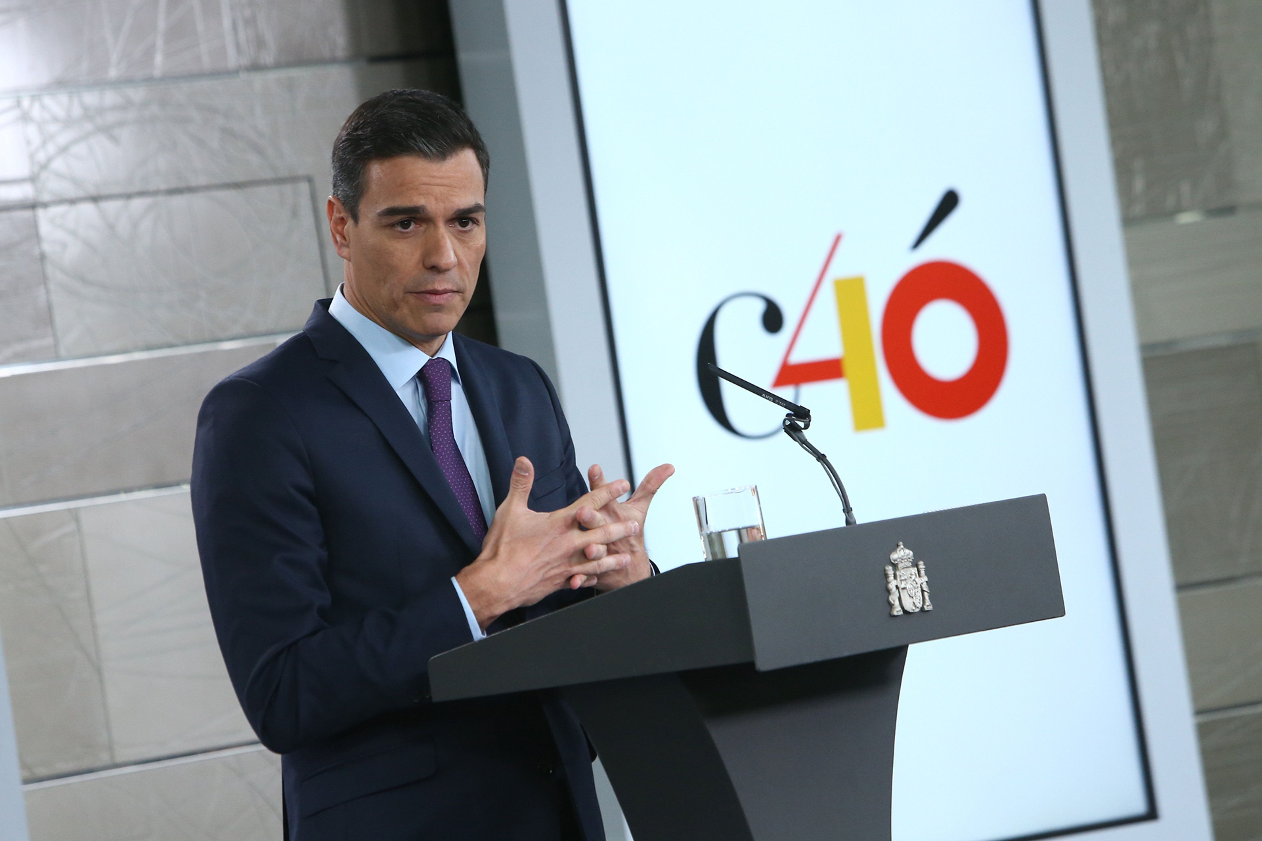 El president espanyol, Pedro Sánchez, en una roda de premsa | ACN