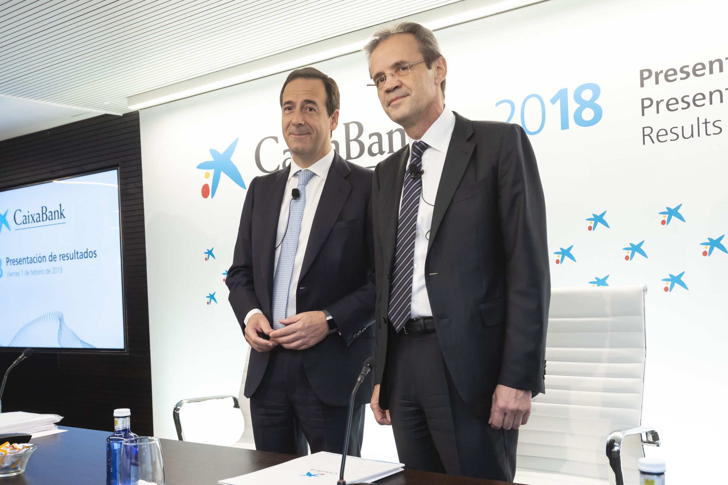 Gual i Gortázar a la presentació de resultats de CaixaBank a València