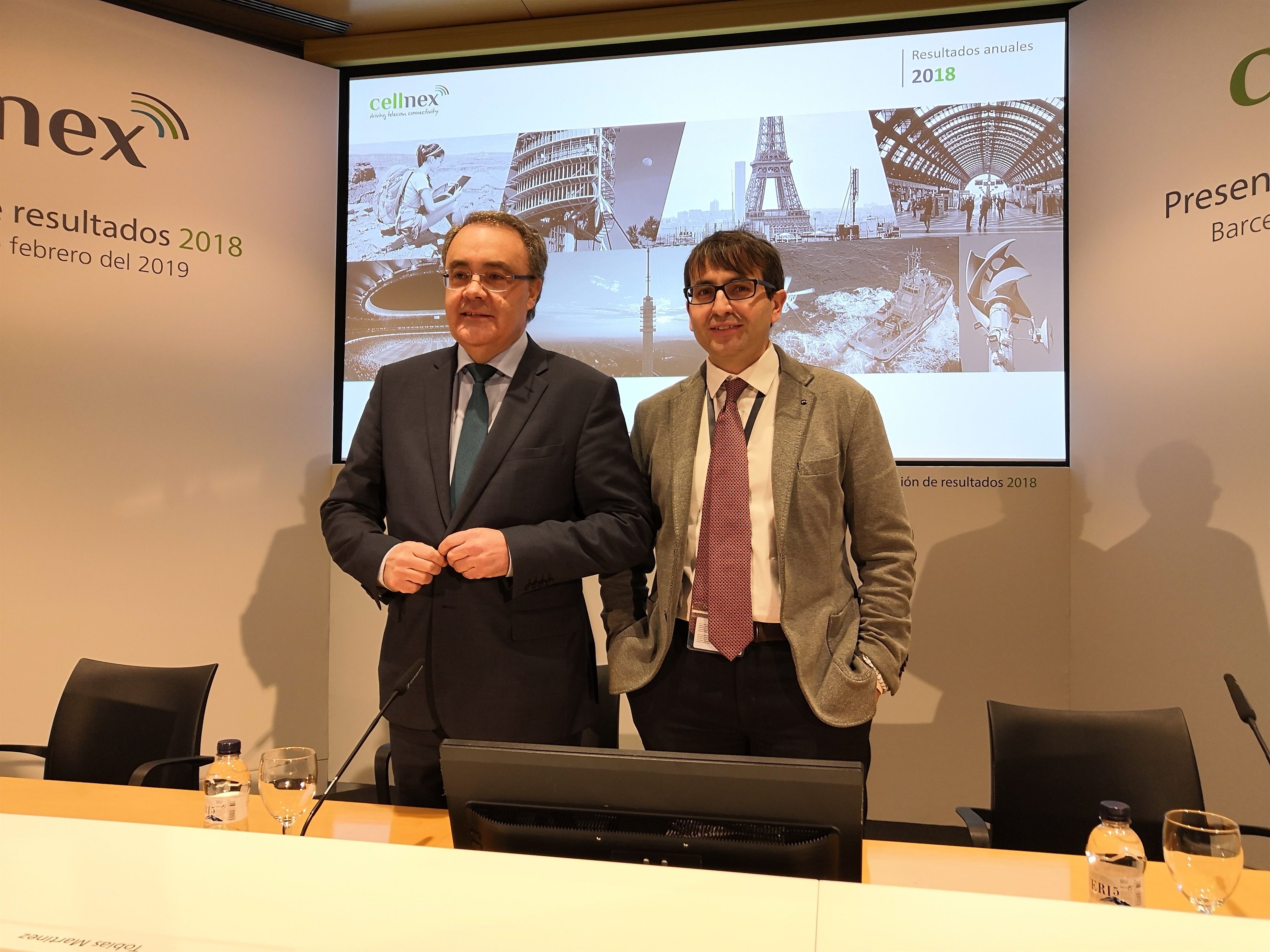 José Manuel Aisa y Tobias Martinez durante la presentación de los resultados 2018 de Cellnex | Europa Press