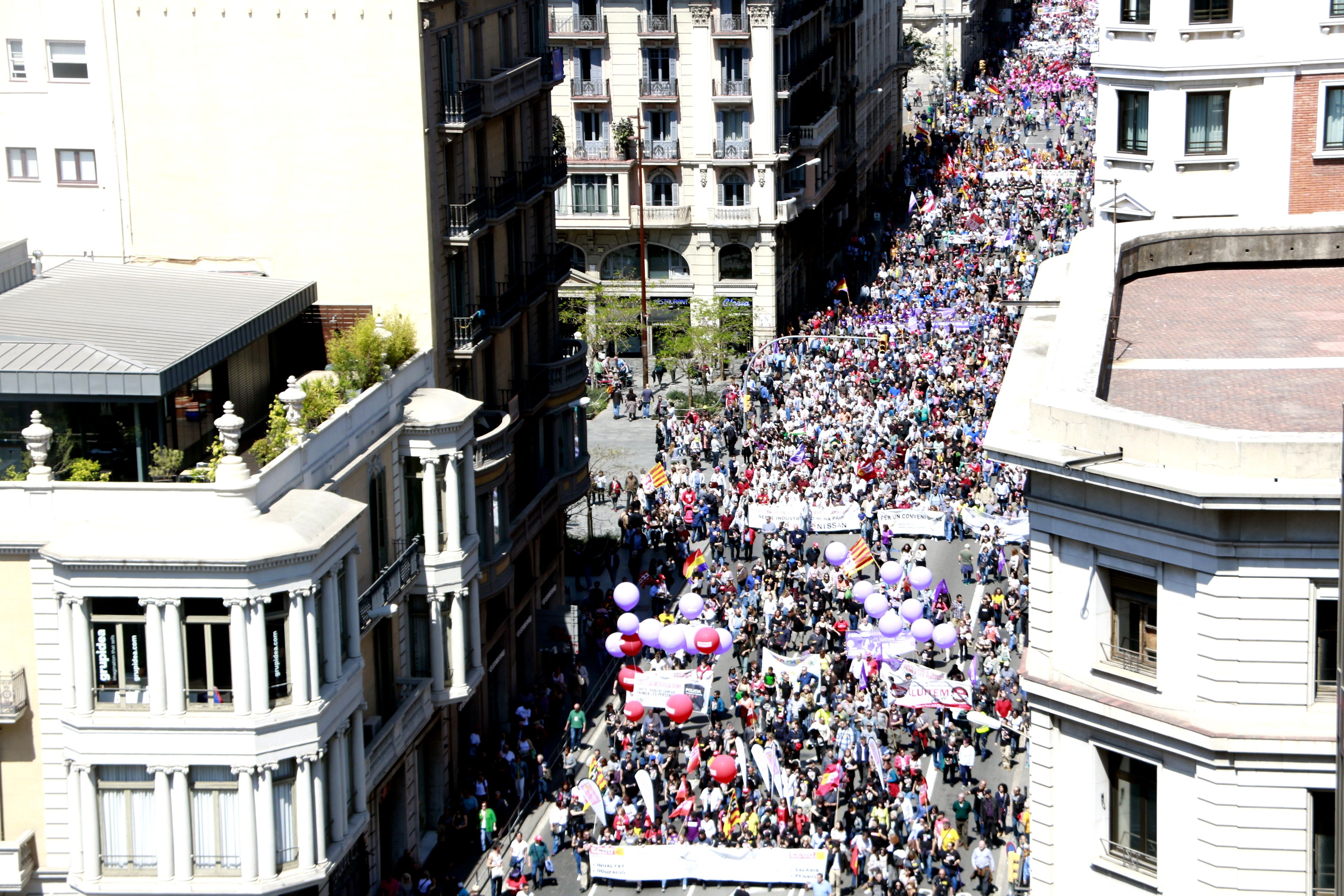 Manifestació del Dia del Treballador a la Via Laietana de Barcelona | ACN 