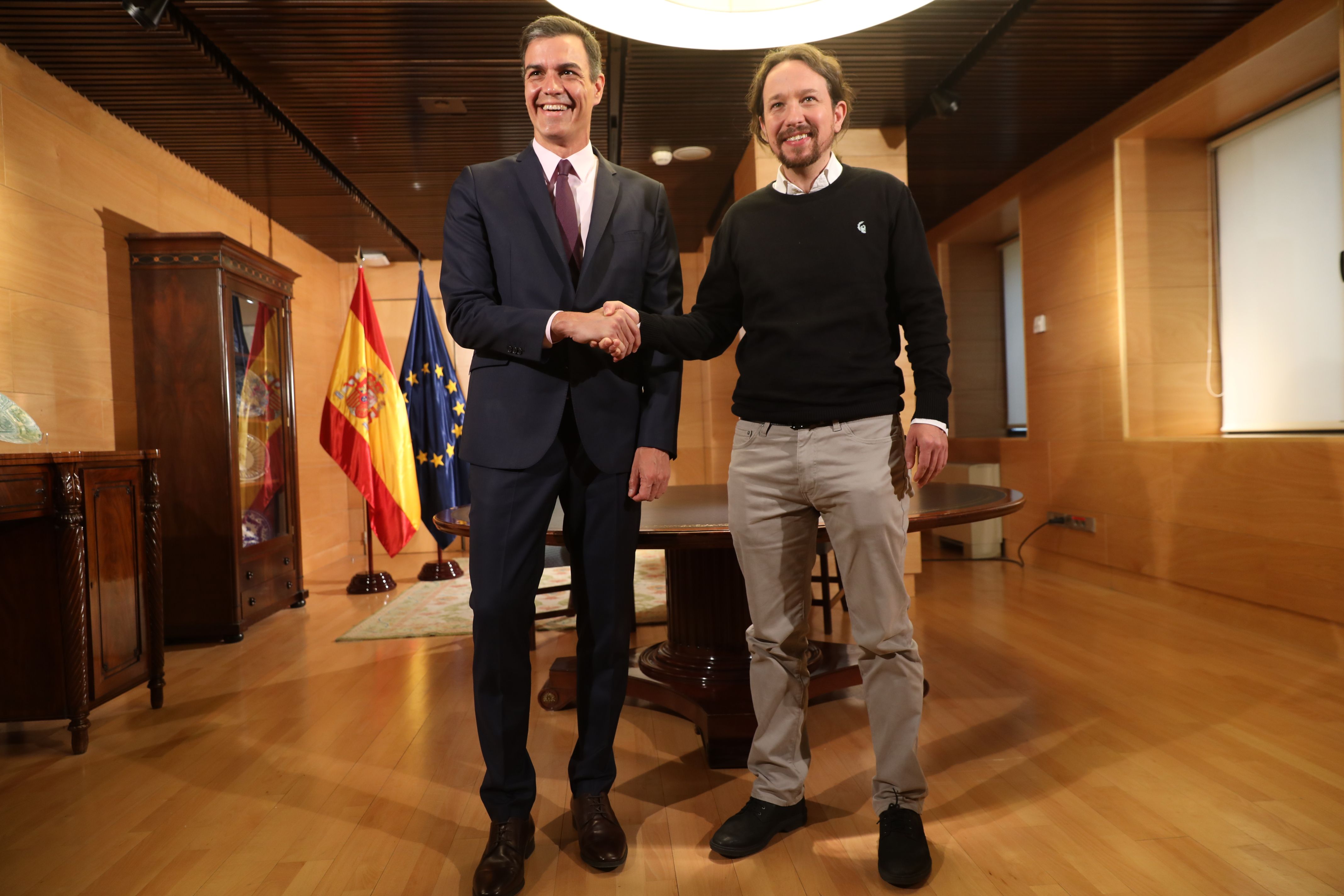 Pedro Sanónchez y Pablo Iglesias durante la ronda de consultas. | ACN