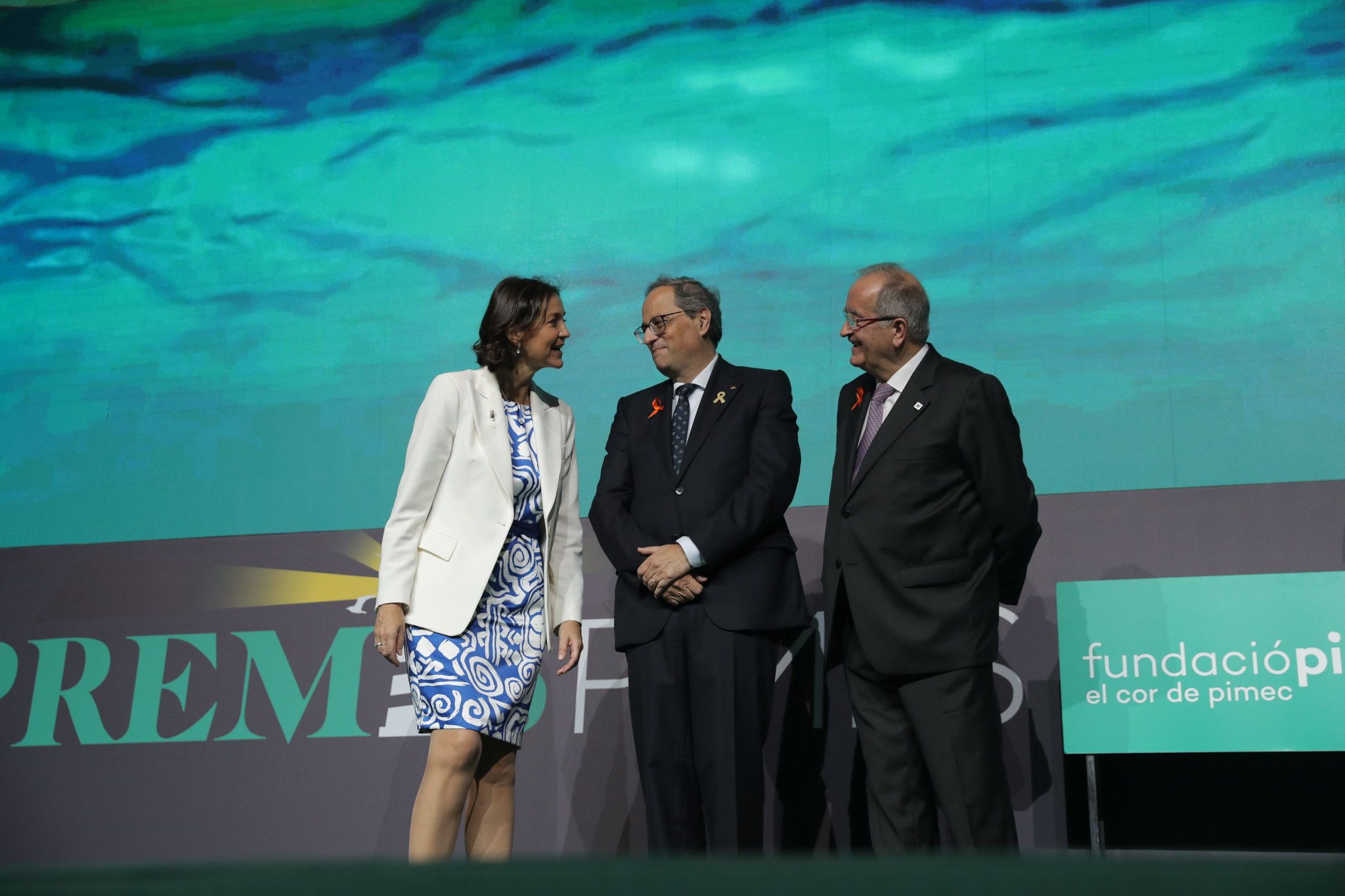 La ministra de industria, Reyes Maroto, el MHP Joaquim Tuesta y el presidente de Pimec, Josep González a los Pulses pymes 2019