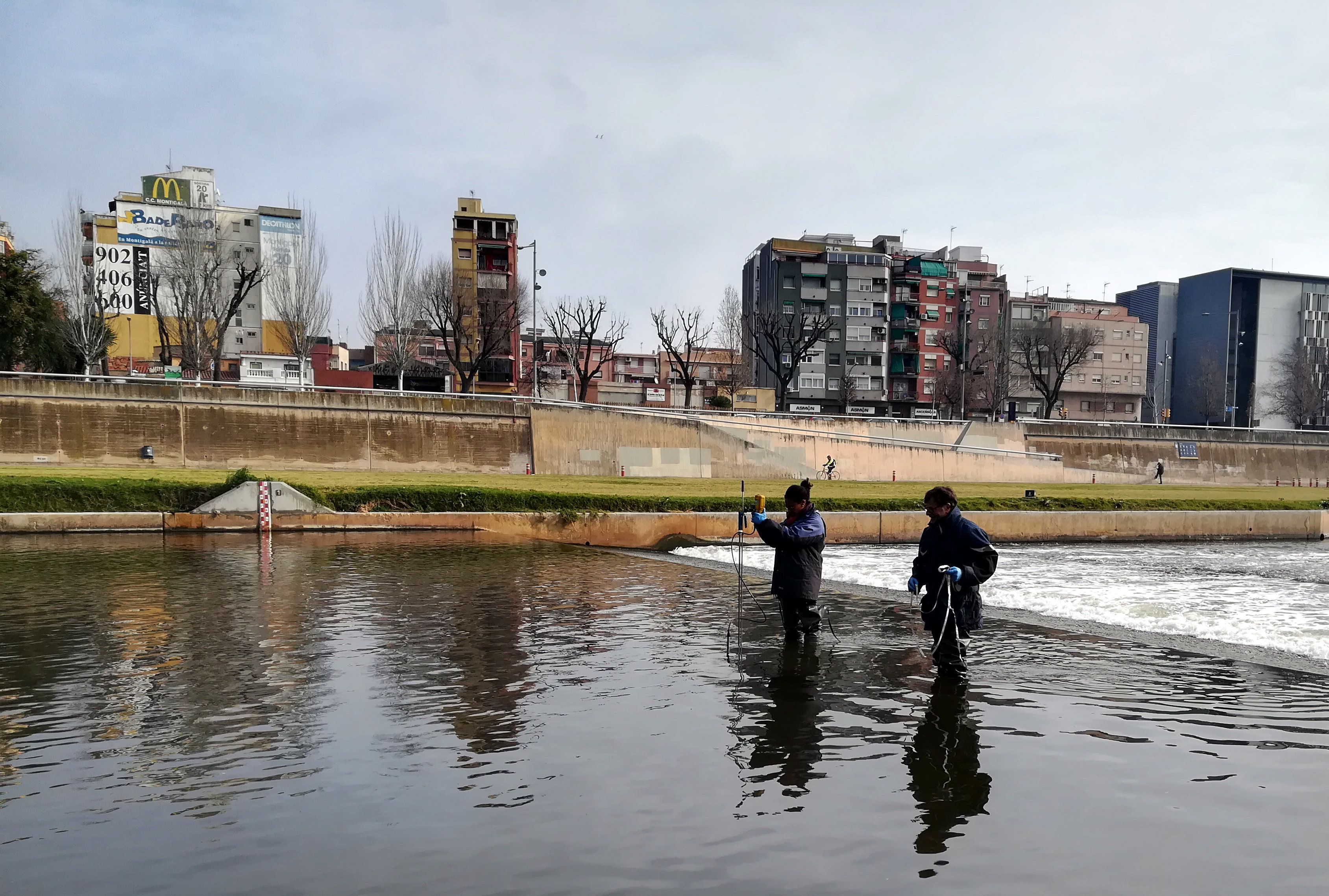 Personal del ACA recogiendo y analizando muestras del agua. | ACN