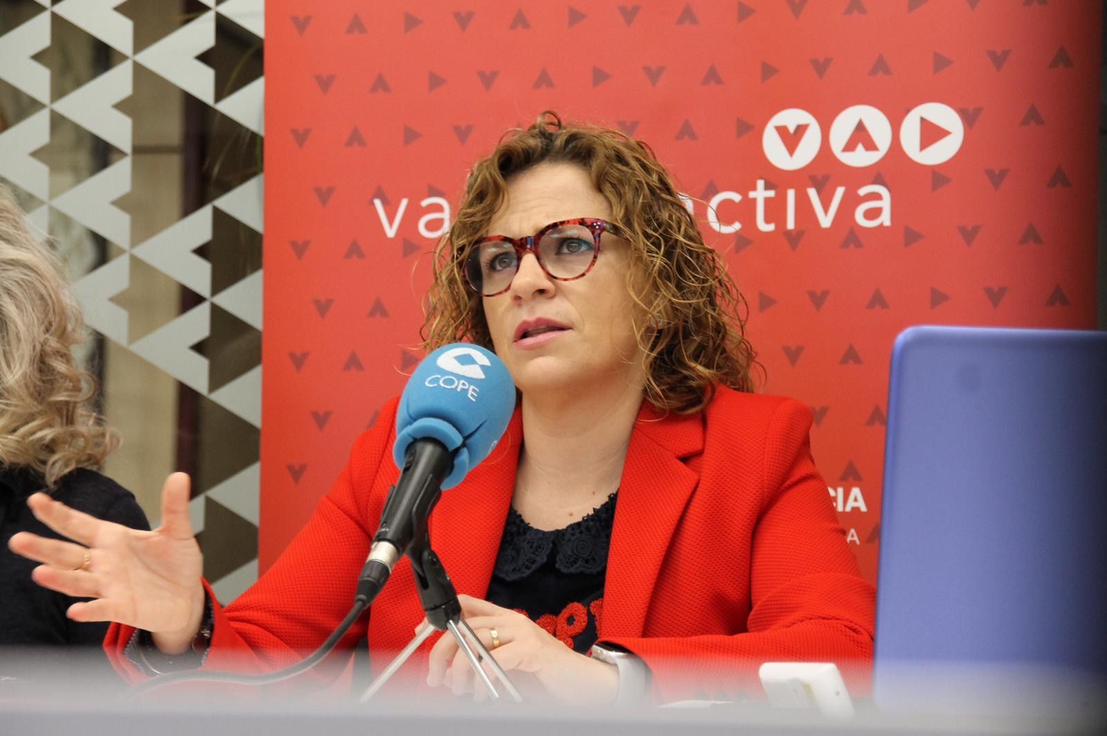 Pilar Bernabé, en la rueda de prensa de Valencia Activa | Cedida