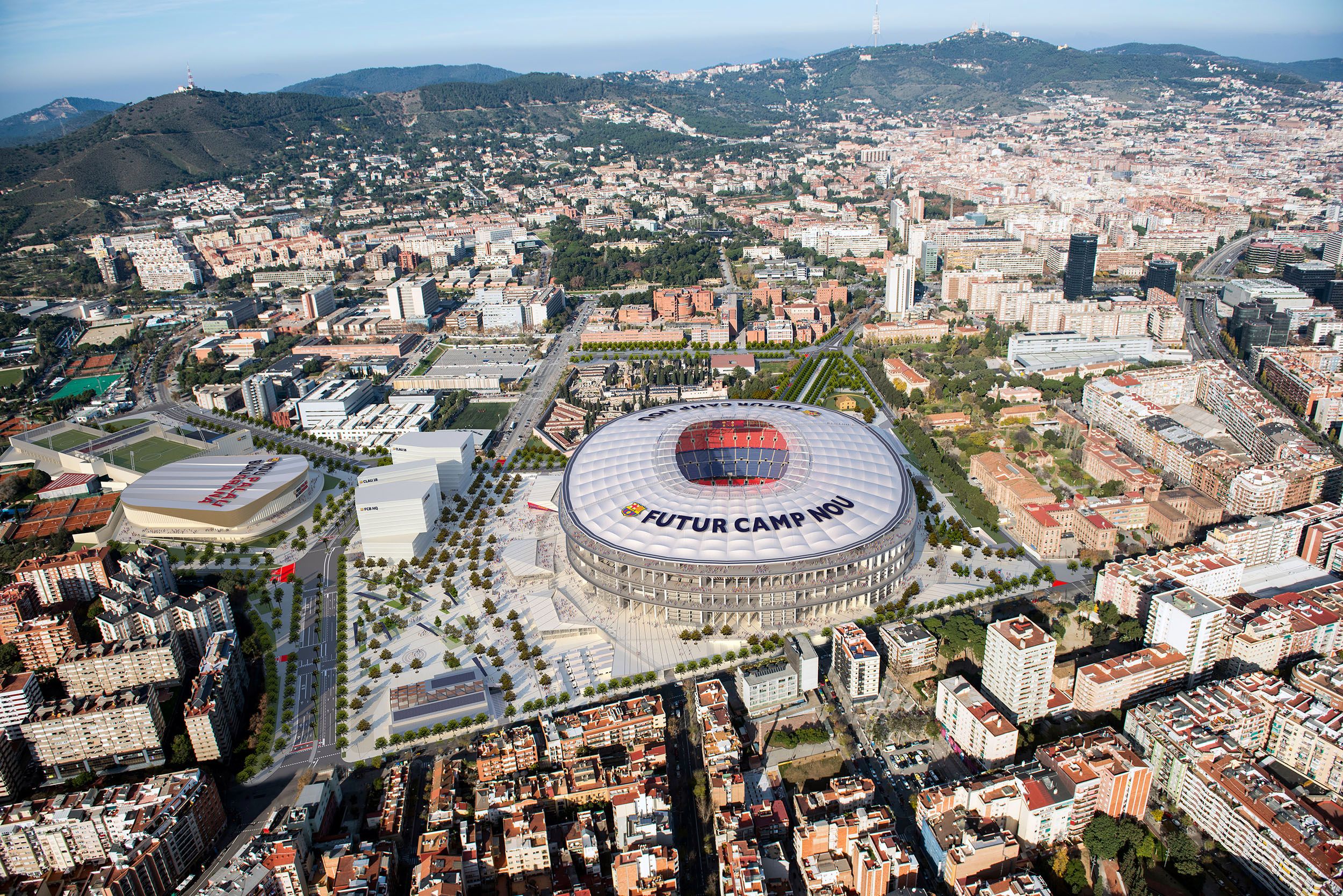 Vista aèria virtual del futur Camp Nou i de les obres de transformació urbanística dels carrers de l'entorn | ACN