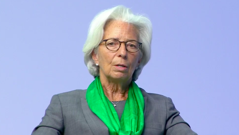 La presidenta del BCE, Christine Lagarde, durant la trobada telemàtica sobre el futur de l'economia europea