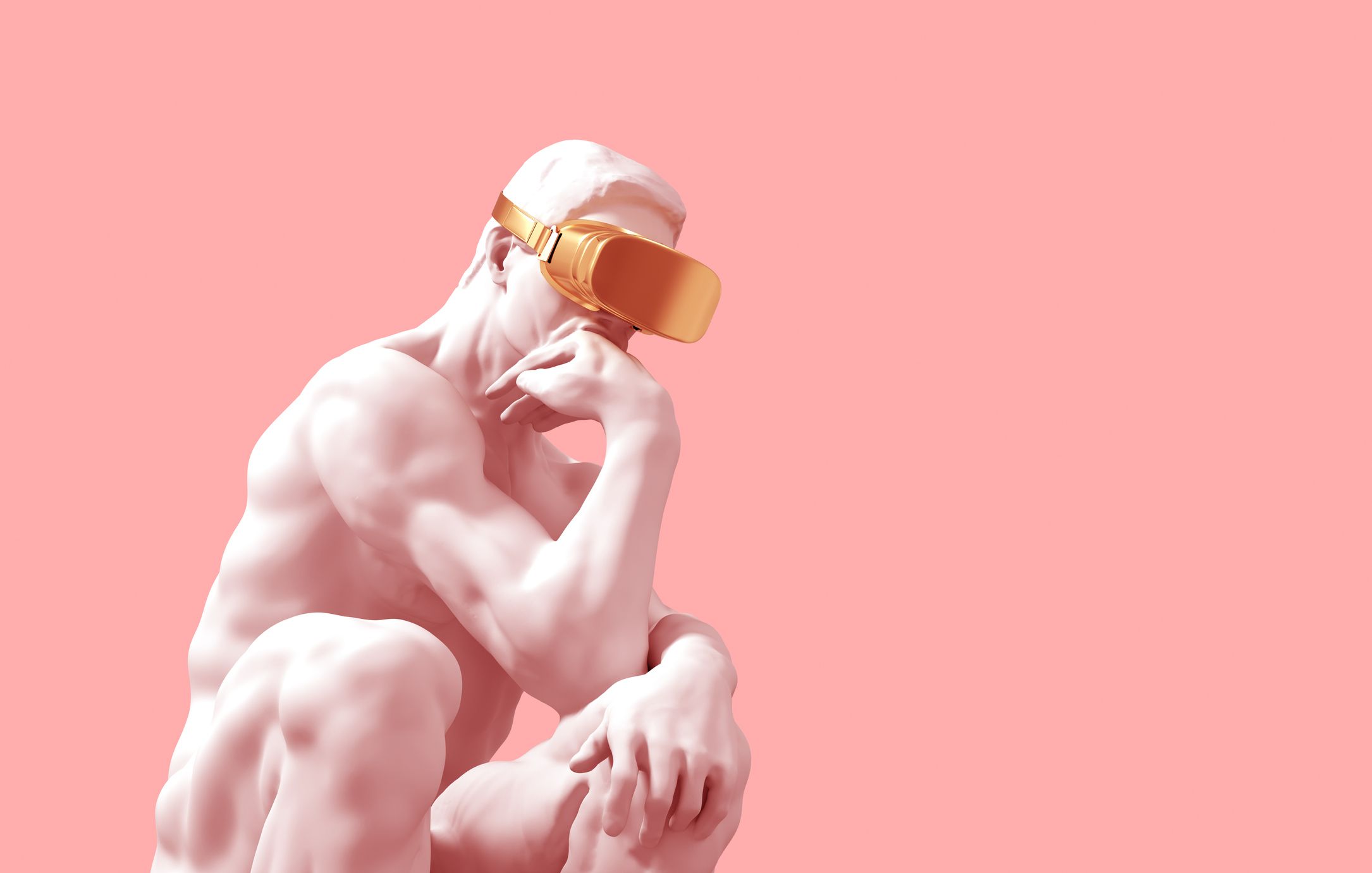 El Pensador con ojeras de realidad virtual. | iStock