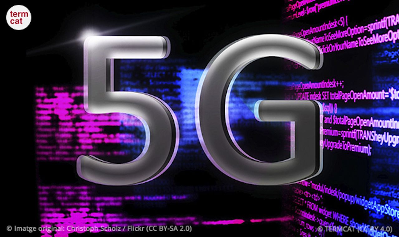 La conjunció del número 5 i la lletra G dona lloc a la sigla 5G, associada al terme cinquena generació | TERMCAT