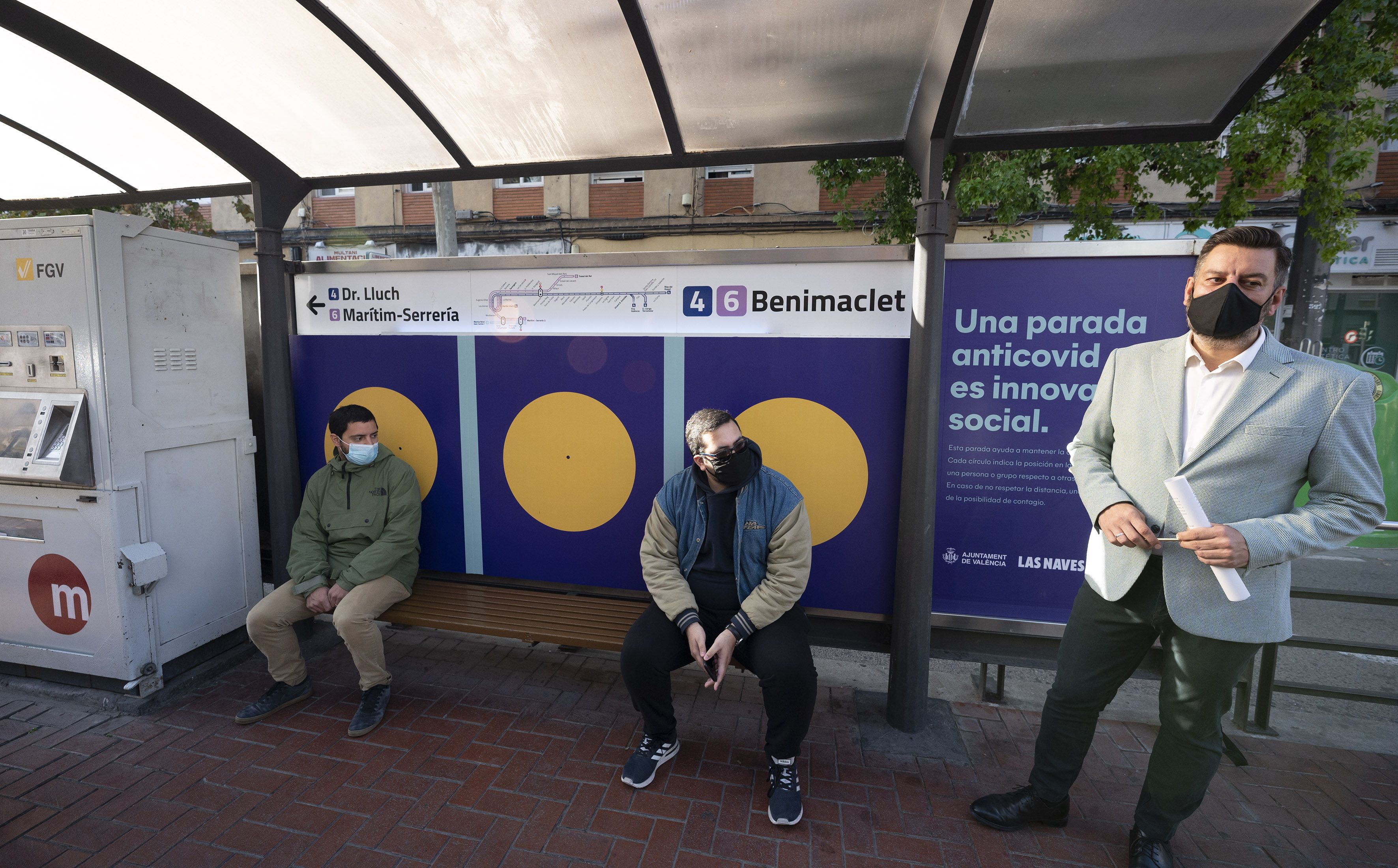 Parada de tranvía a Valencia sensoritzada para proteger la distancia de seguridad | Ayuntamiento de Valencia