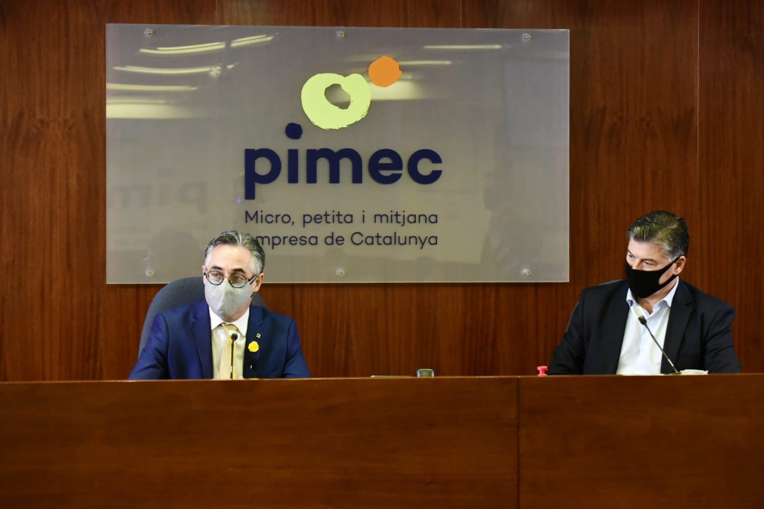 Ramon Tremosa y Antoni Cañete durante la presentació del plan de viabilidad empresarial de Pimec | Departamento de empresa