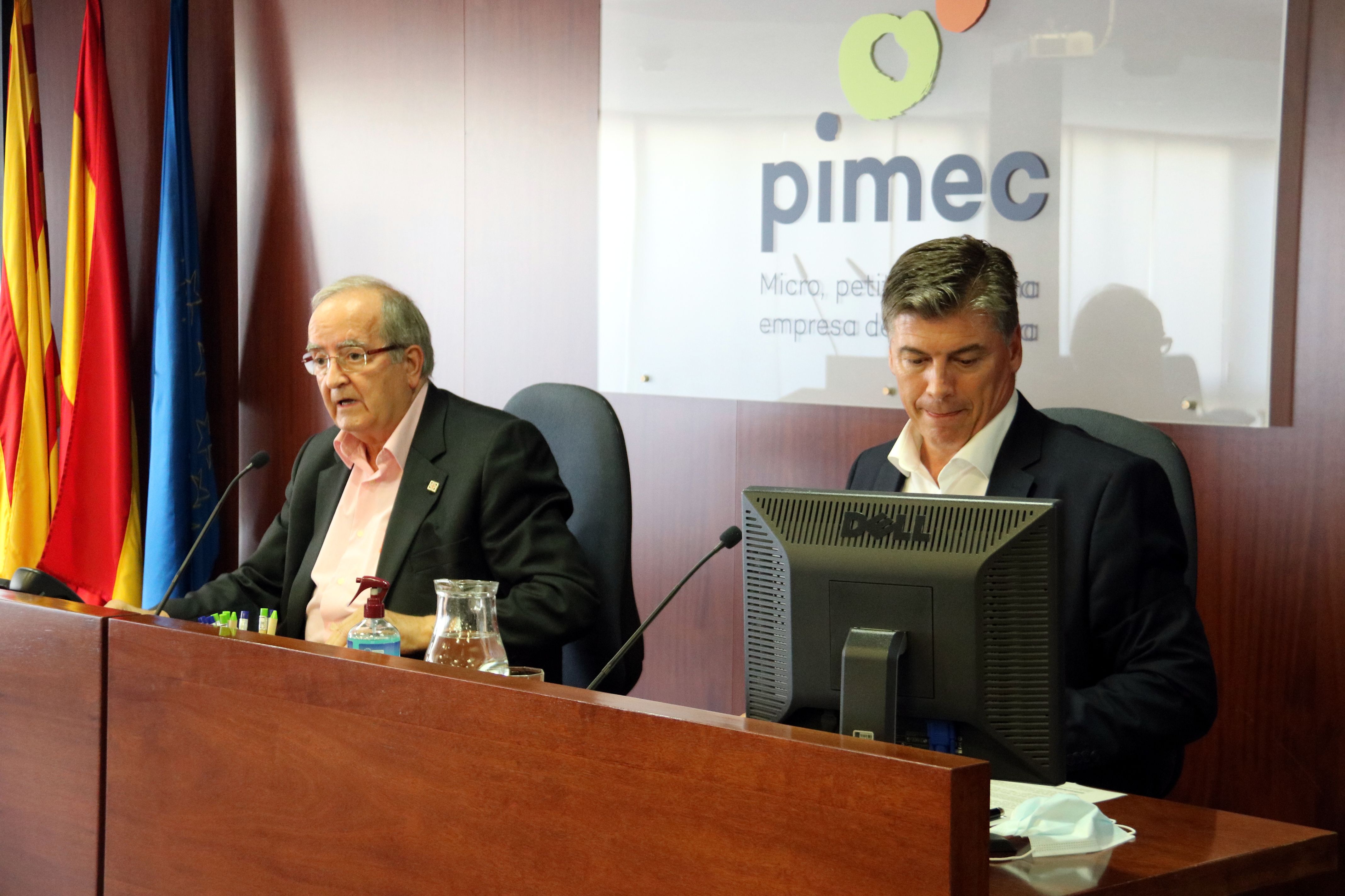 El presidente de Pimec, Josep González, y el secretario general, Antoni Cañete | ACN