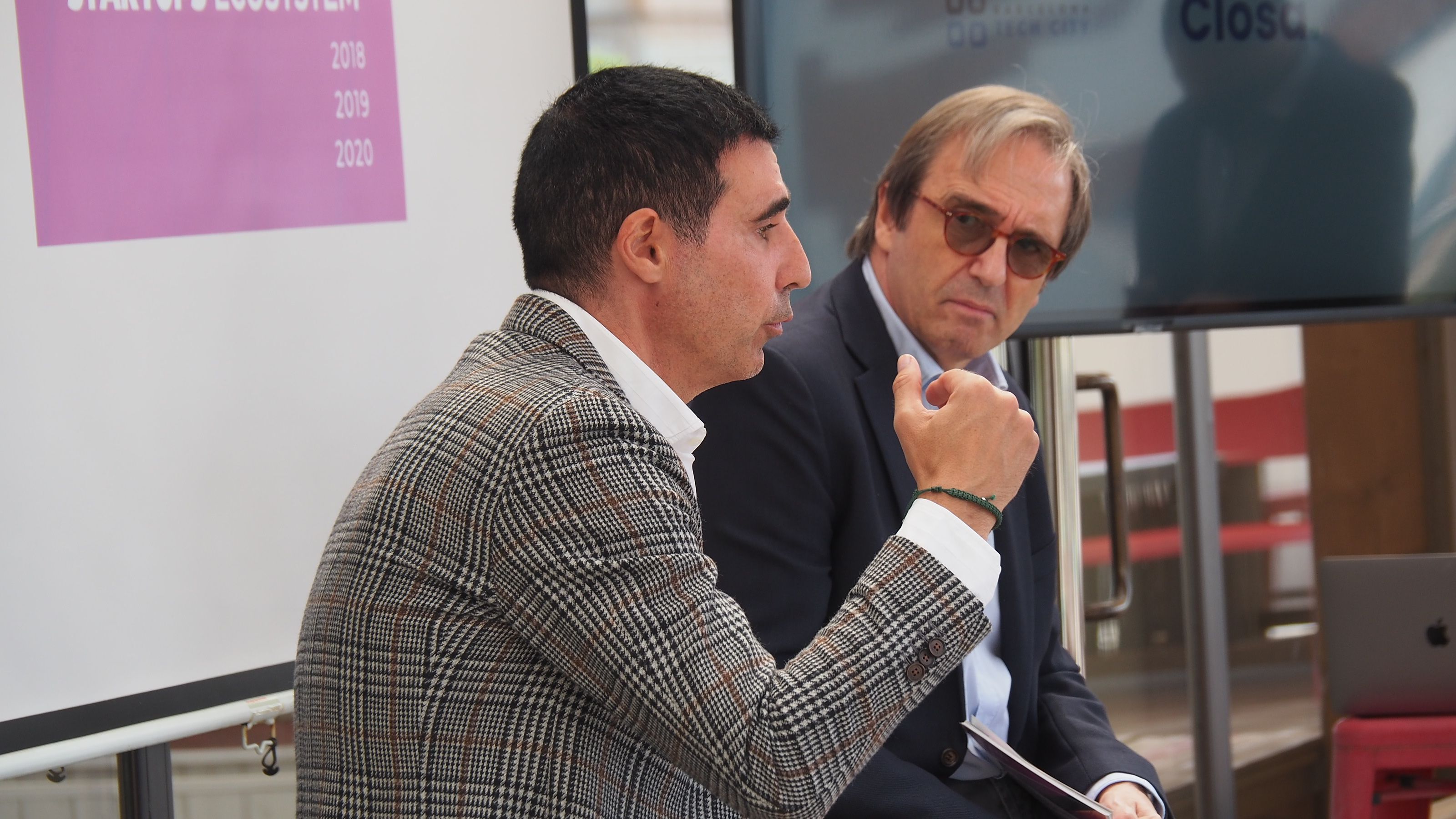 Miguel Vicente, president del Barcelona Tech City, i Josep Maria Romances, 'chairman' de Closa Investment Bankers, presenten l'Scanner Startups Ecosystem | Cedida