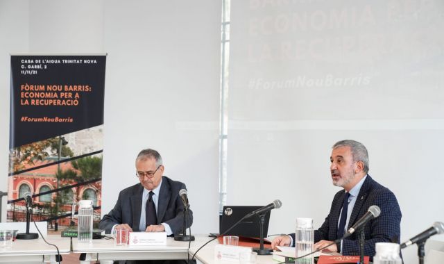 Jaume Collboni i Carles Cabrera durant l'inauguració del Fòrum Econòmic | Cedida