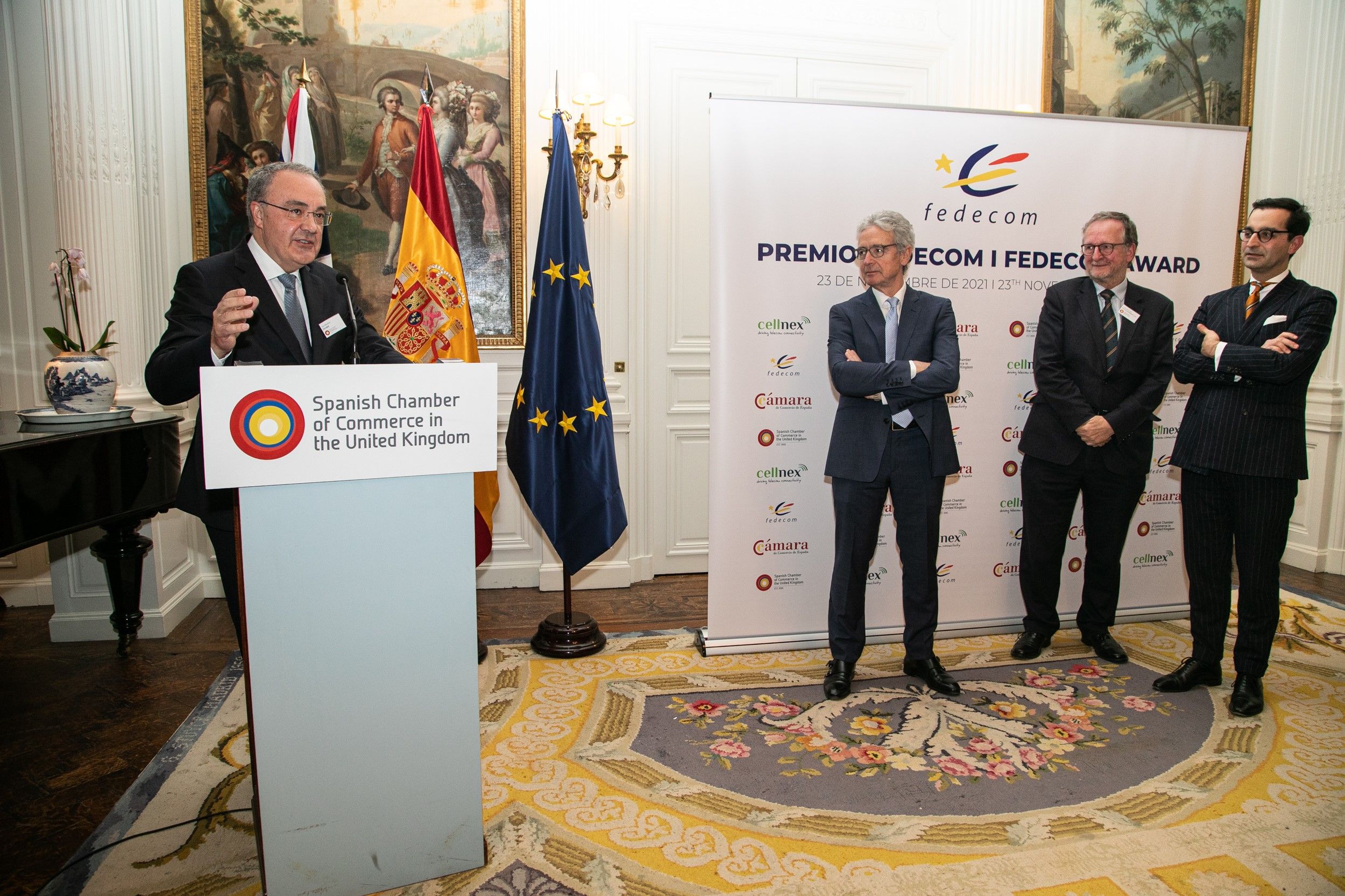 El CEO de Cellnex, Tobías Martínez, al acto de entrega del premio FEDECOM | Cedida