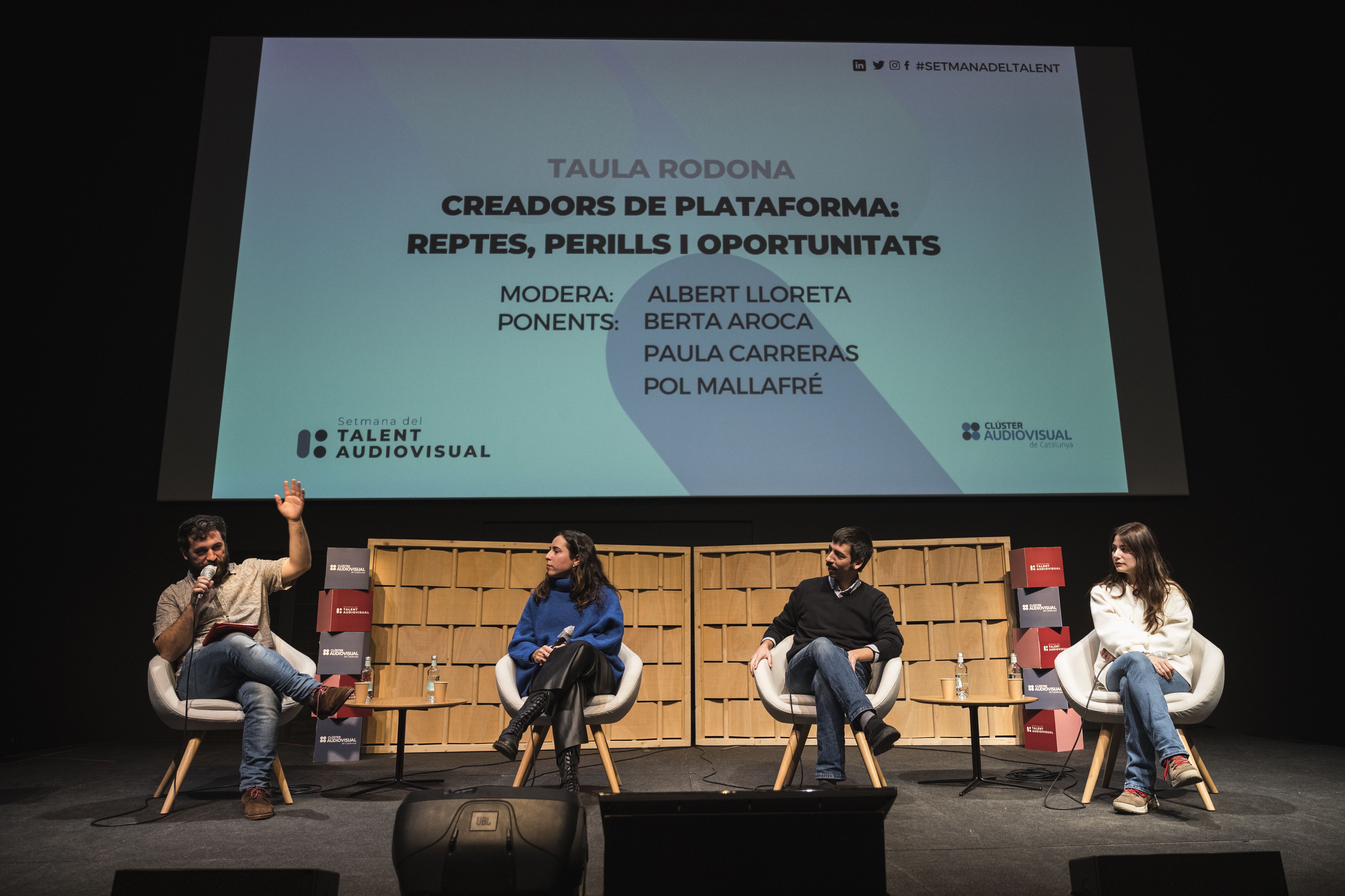 Els creadors Albert Lloreta, Paula Carreras, Pol Mallafré i Berta Aroca a la Setmana del Talent Audiovisual | Cedida