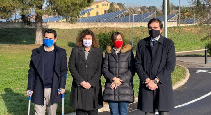 La secretaria de Acción Climática, Anna Barnadas, acompañada de la alcaldesa de Sabadell, Marta Farrés, el presidente del ACA, Samuel Reyes, y el presidente de Aguas Sabadell, Enric Blasco | Cedida