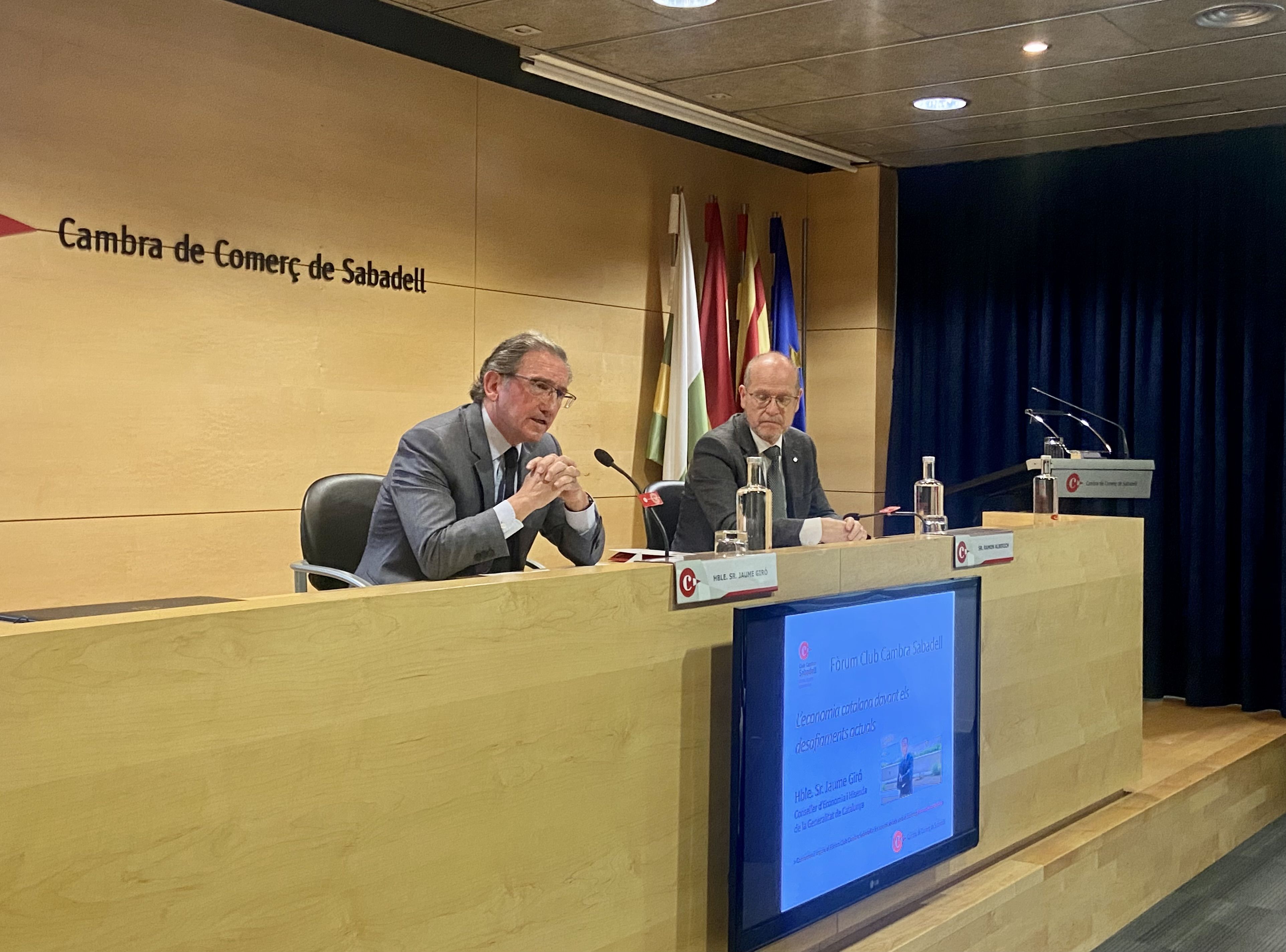 Jaume Giró, conseller d'Economia; i Ramon Alberich, president de la Cambra de Sabadell | Cedida