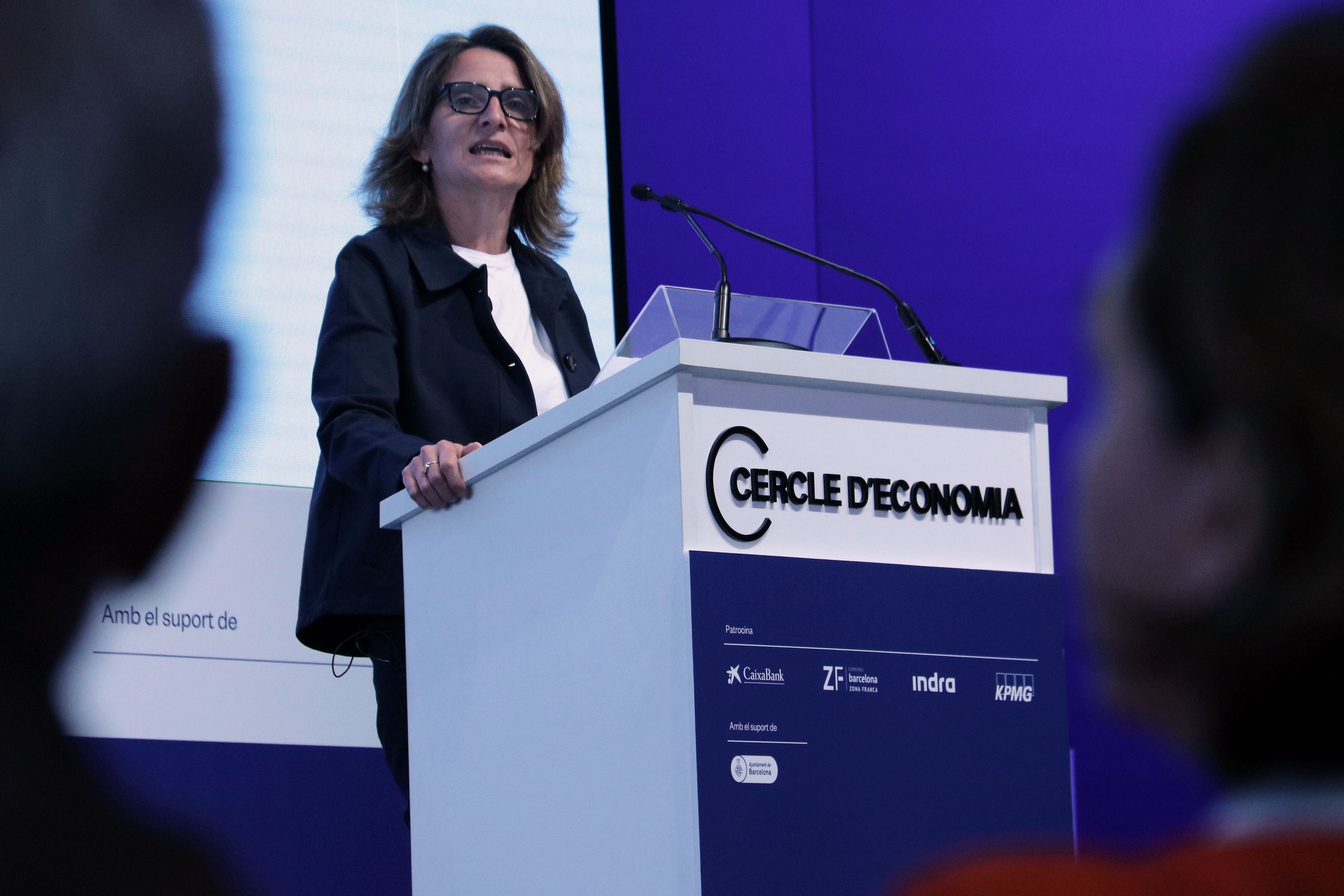  La vicepresidenta tercera del govern espanyol i ministra de Transició Ecològica, Teresa Ribera, durant l'obertura del Cercle d'Economia a Barcelona | ACN