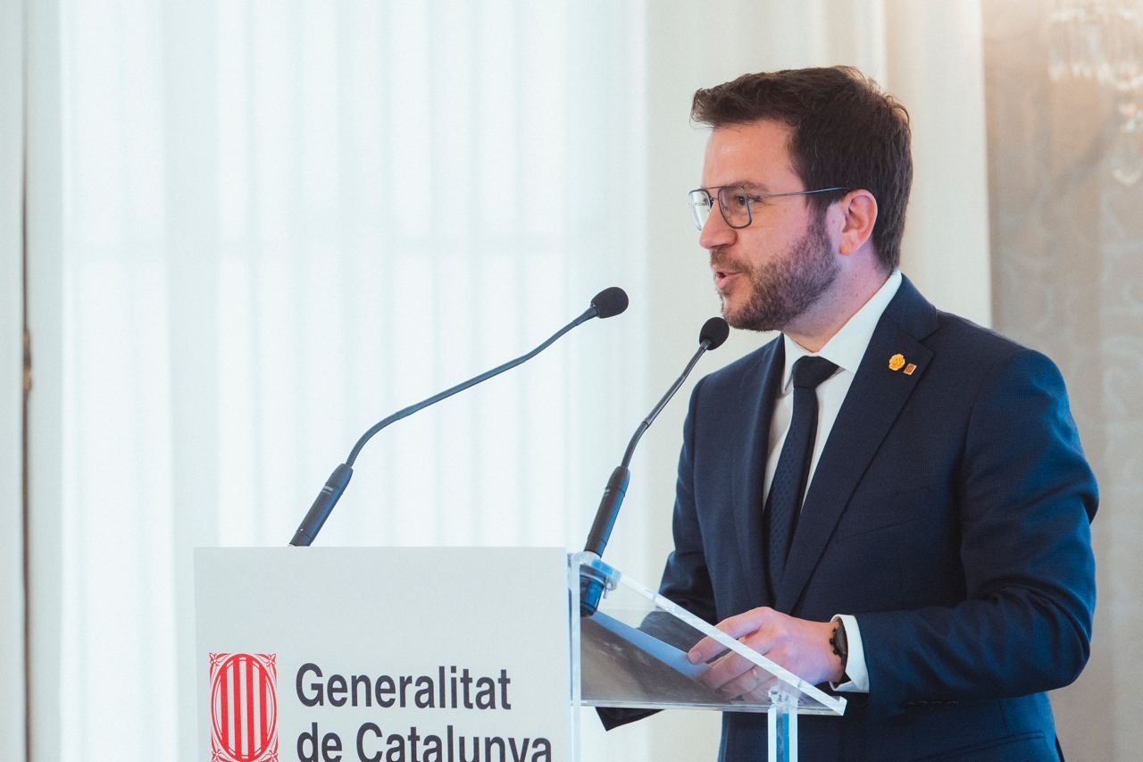 El president de la Generalitat, Pere Aragonès, en la entrega del Reconocimiento del Día de la Empresa en el Palau de Pedralbes | Cedida