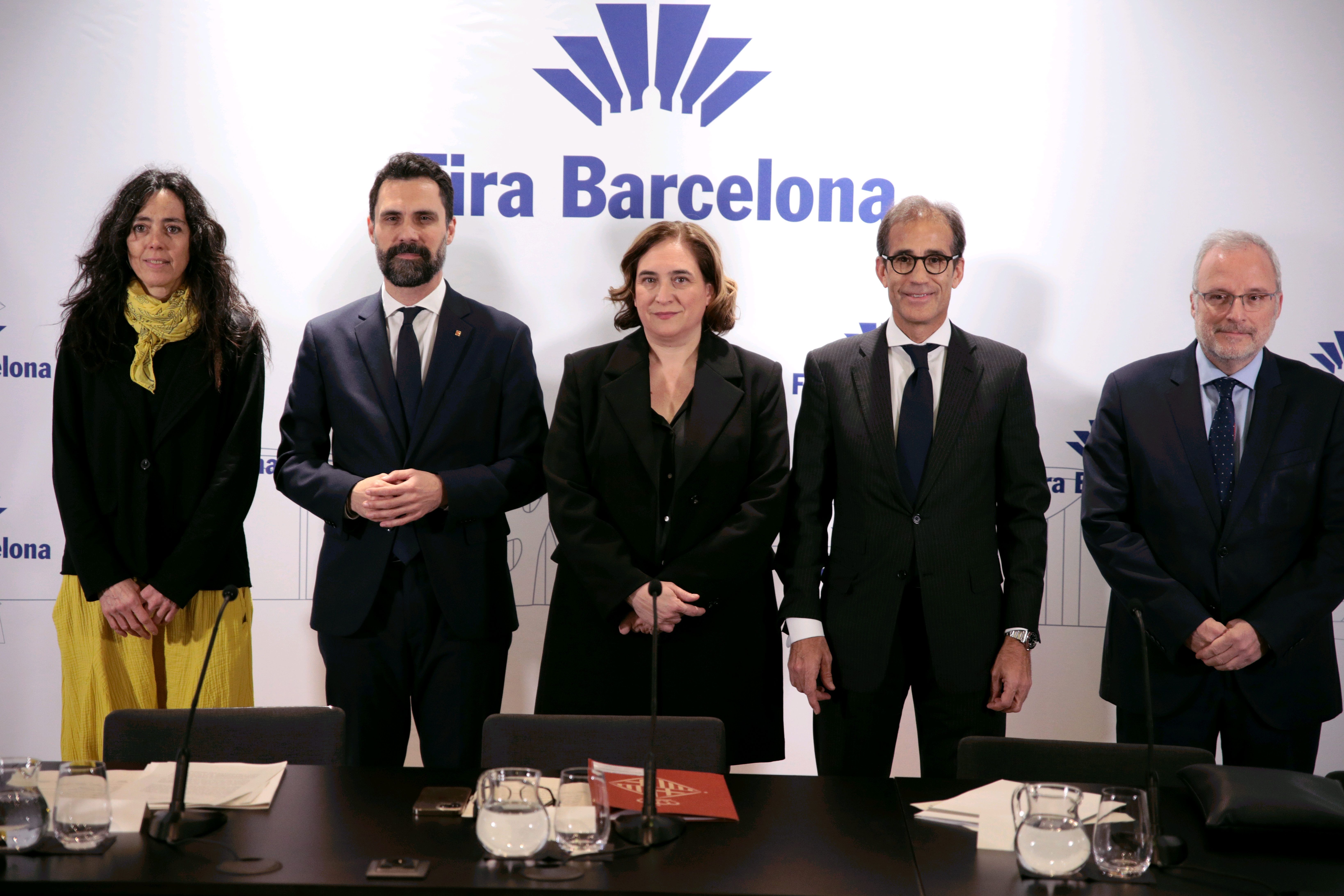 D'esquerra a dreta, Mònica Roca, Roger Torrent, Ada Colau, Pau Relat i Constantí Serrallonga en la presentació dels resultats de 2022 i de les perspectives per a 2023 | Kike Rincón | Europa Press