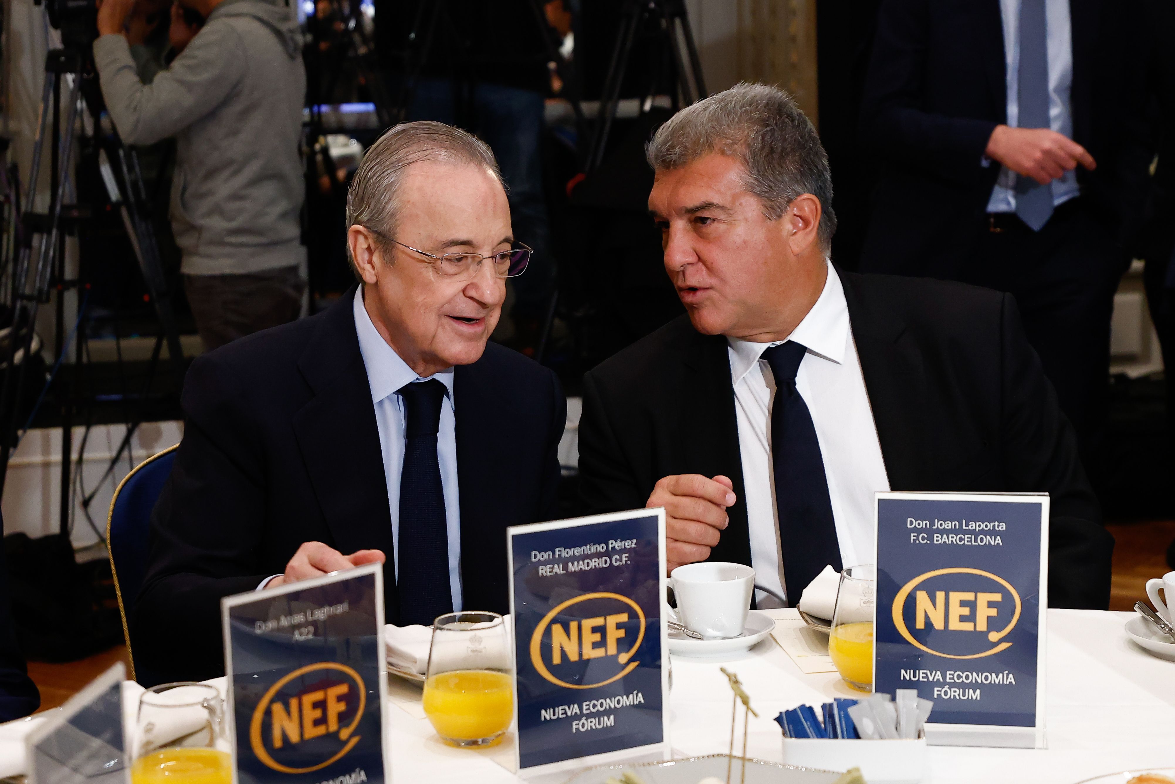 Florentino Pérez y Joan Laporta en un foro en el Hotel Ritz de Madrid el pasado diciembre sobre la Superliga | AFP7 | Europa Press