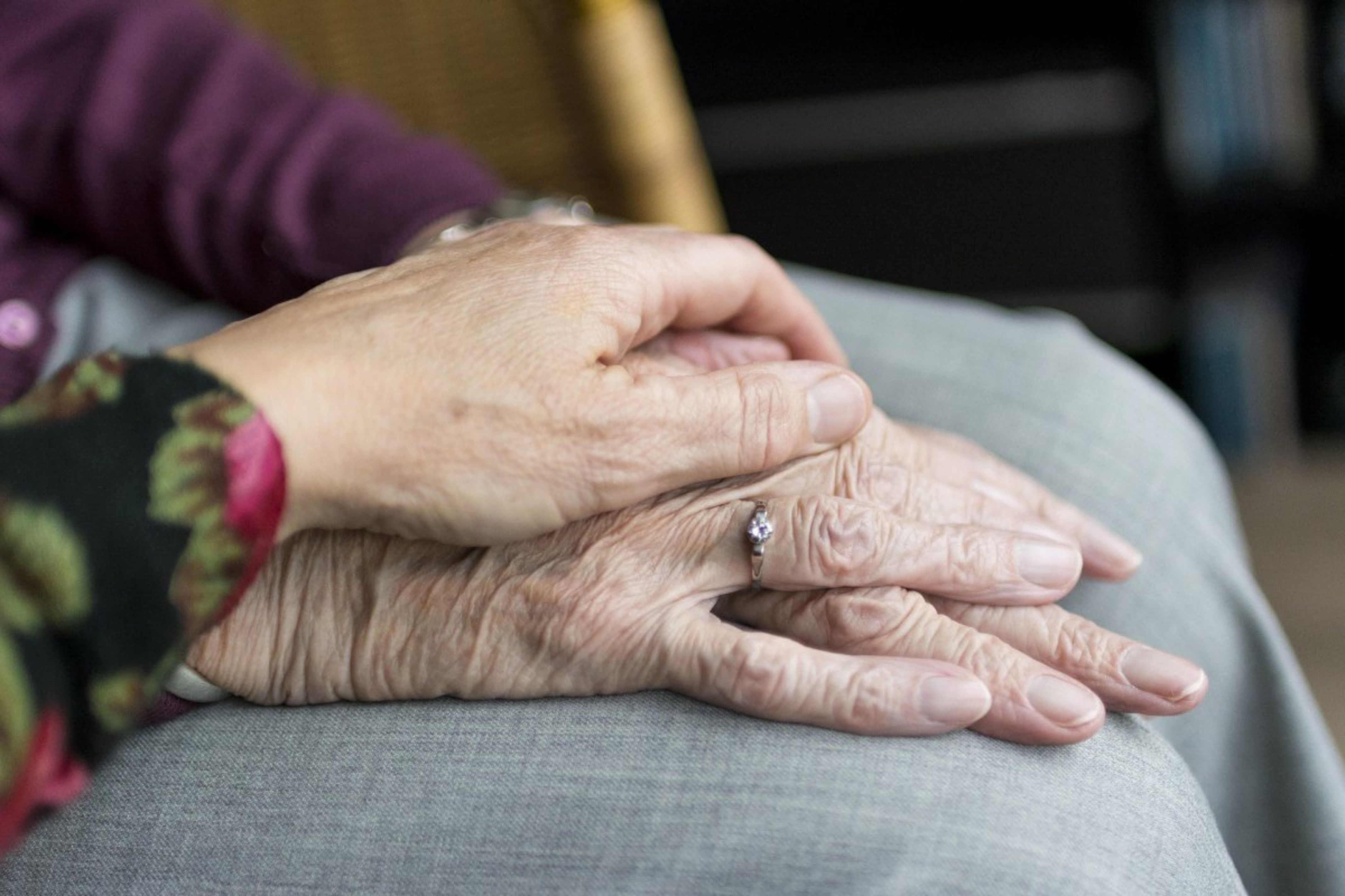 Imatge de les mans d'una cuidadora i una persona gran | Ajuntament d'Amposta