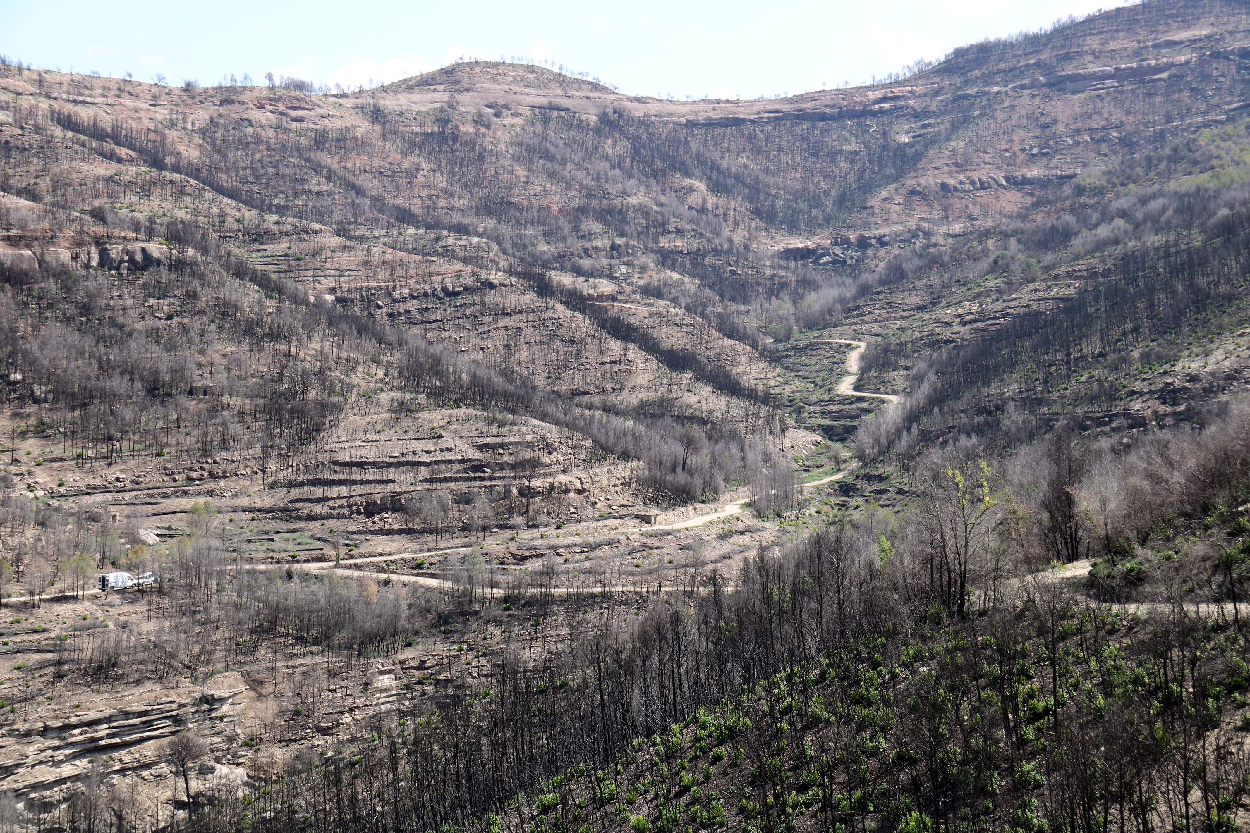 Una de les finques cremades pel foc del Pont de Vilomara i Rocafort | ACN