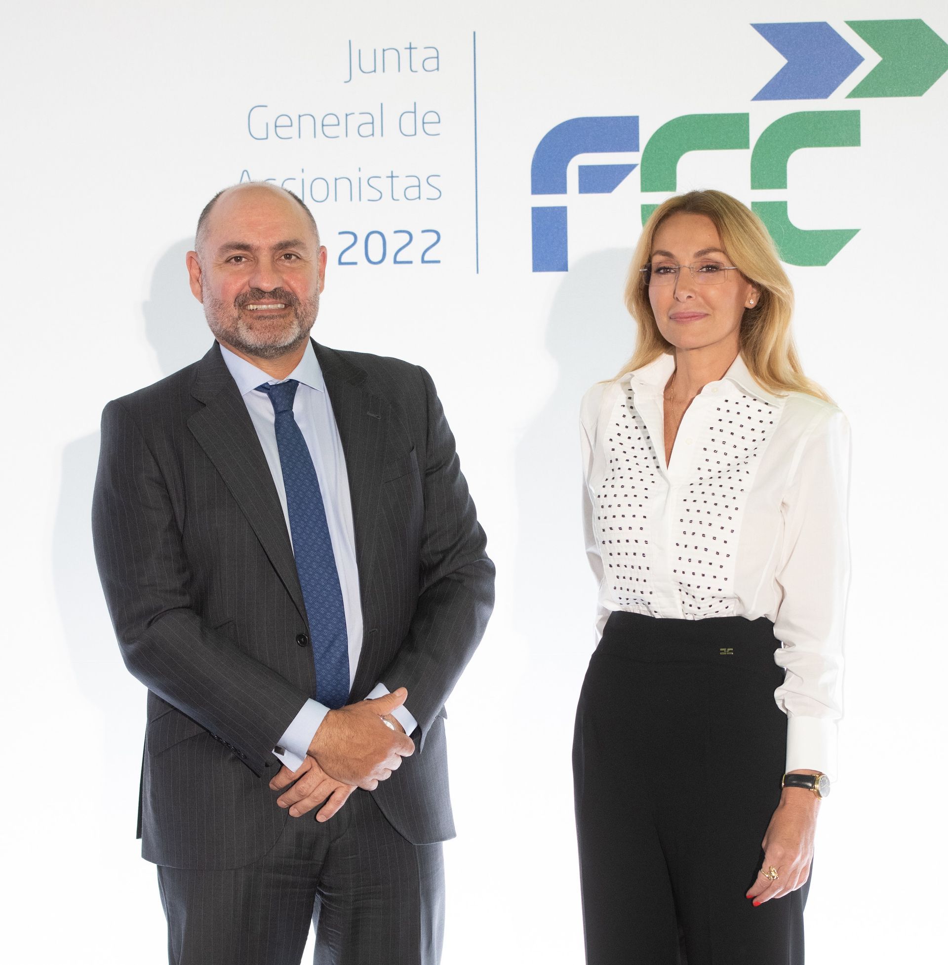 Pablo Colio, consejero delegado, y Esther Alcocer Koplowitz, presidenta del Grupo FCC, en la Junta General Accionistas 2022| FCC