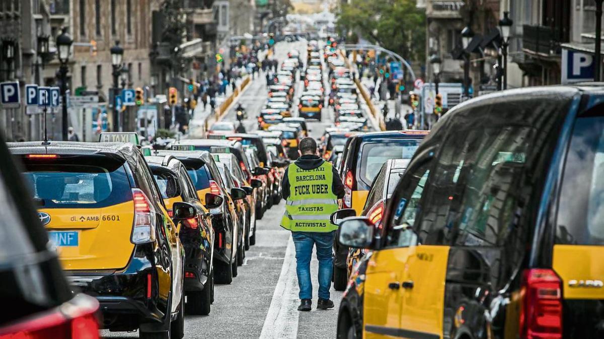 Imatge d'una protesta del sector del taxi | Élite Taxi