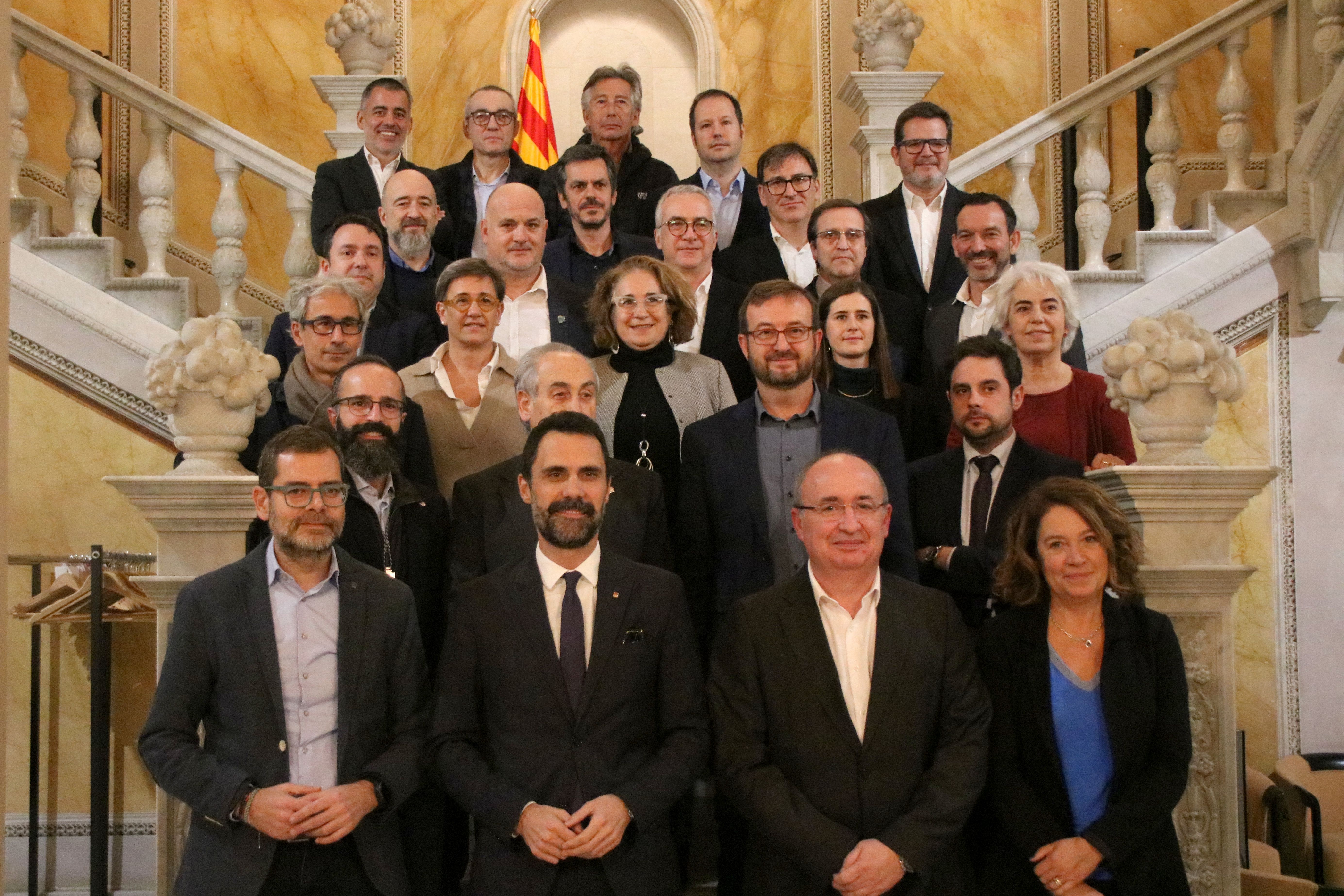 Els membres de la Fundació Movem, que s'ha presentat al Palau de Pedralbes, a Barcelona | ACN