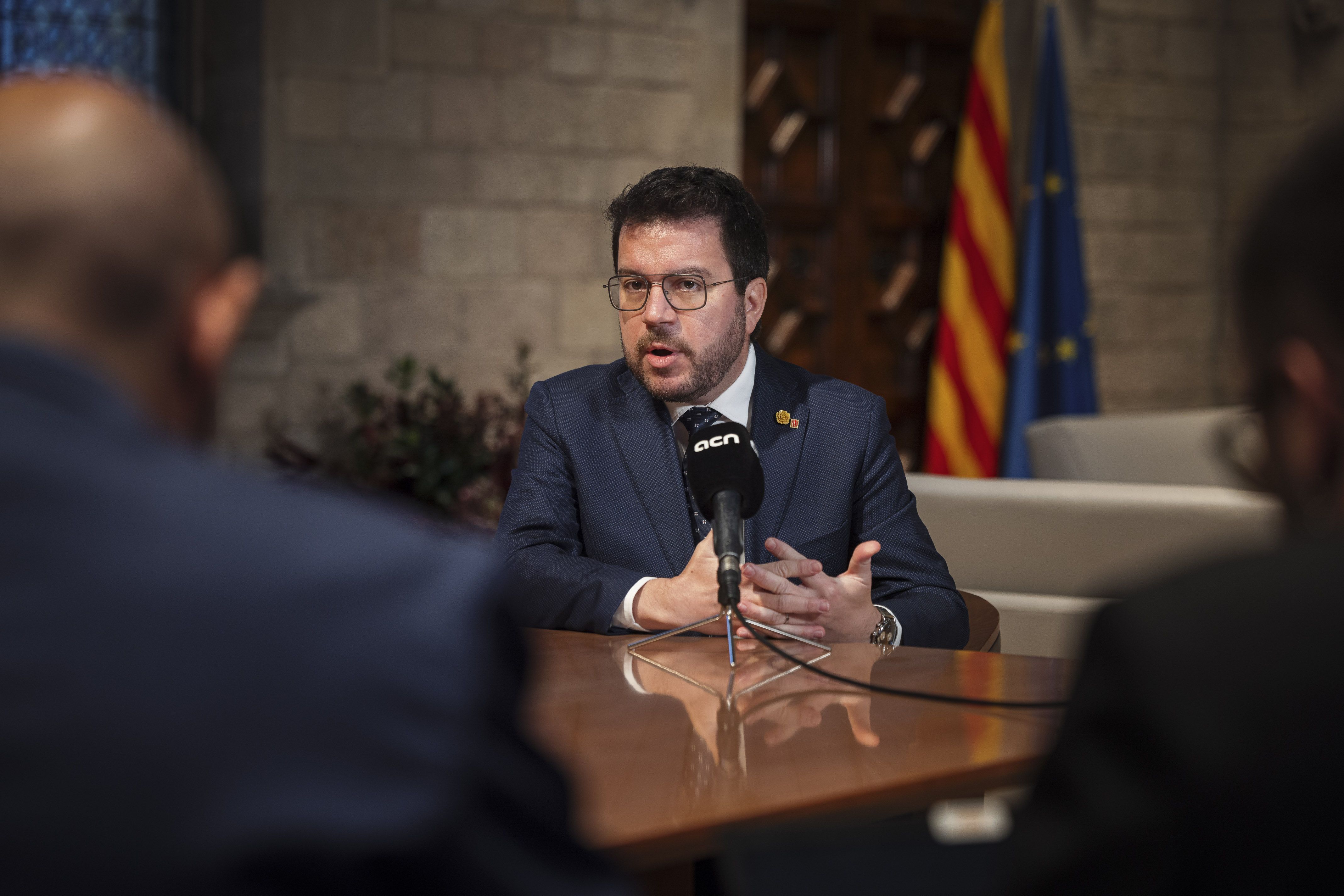 El president de la Generalitat, Pere Aragonès, durant l'entrevista amb l'ACN | ACN