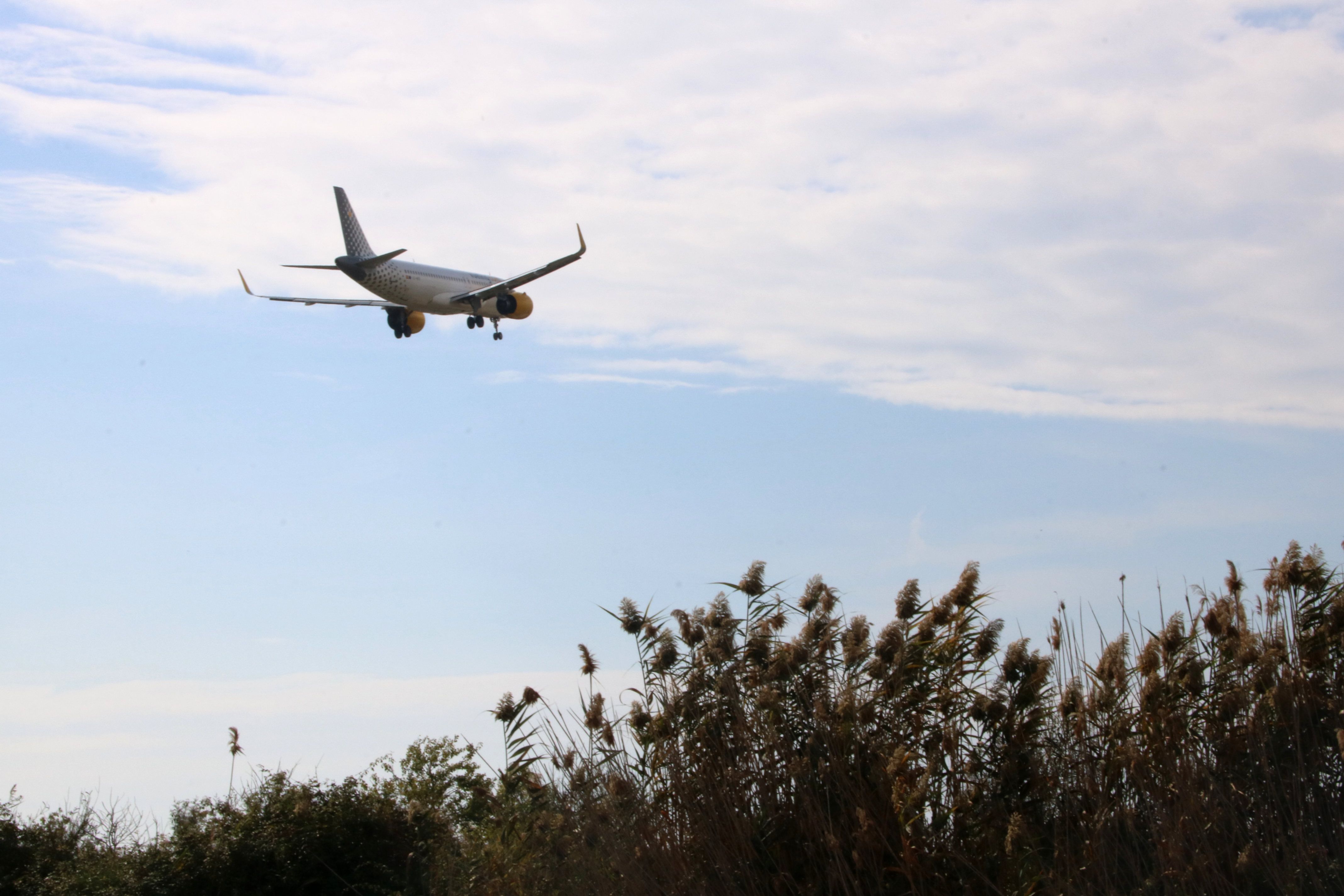 Un avió sobrevolant el delta del Llobregat, el 18 d'octubre del 2021 | ACN