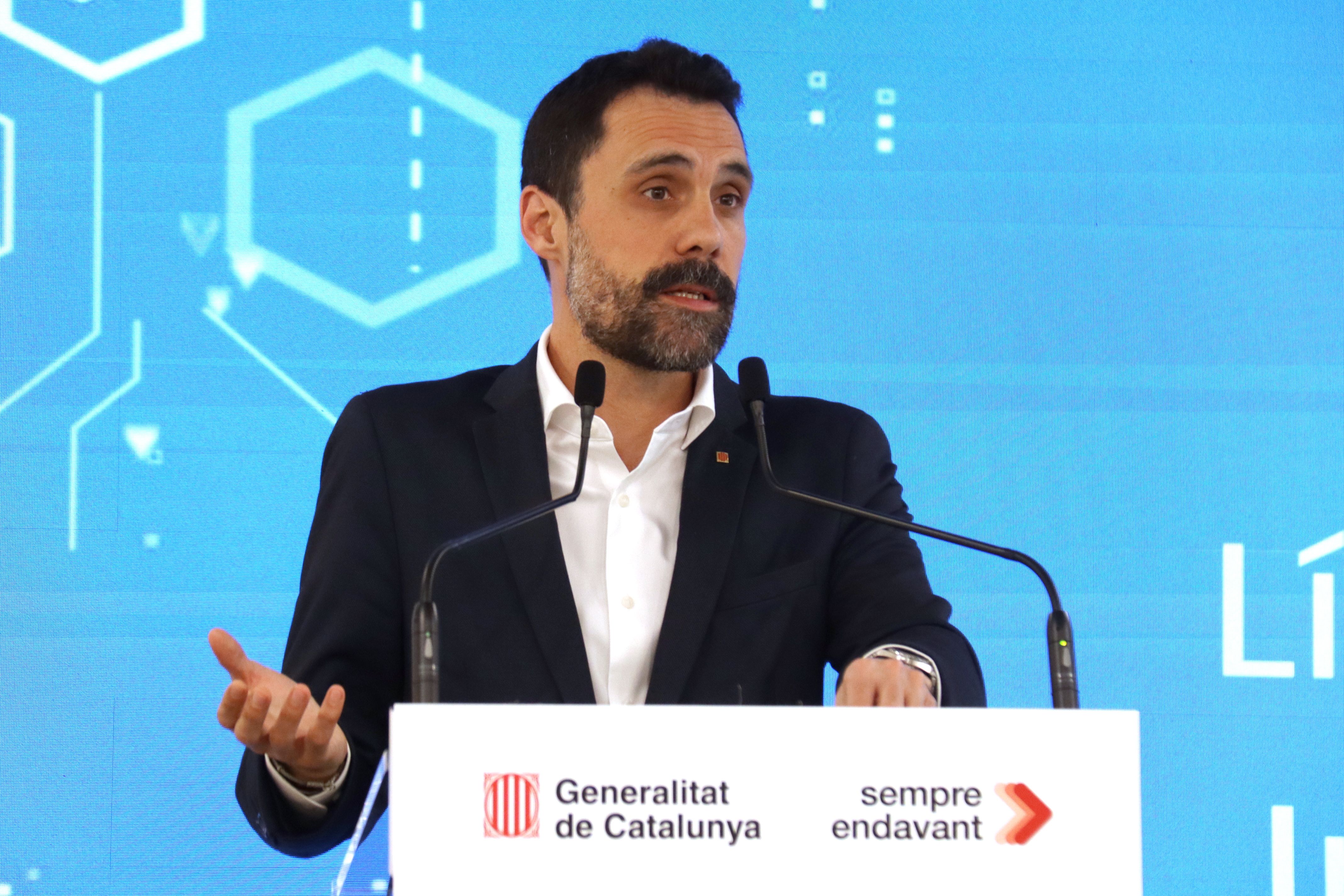 El consejero de Empresa y Trabajo, Roger Torrent, en una rueda de prensa en la sede del Departament | ACN