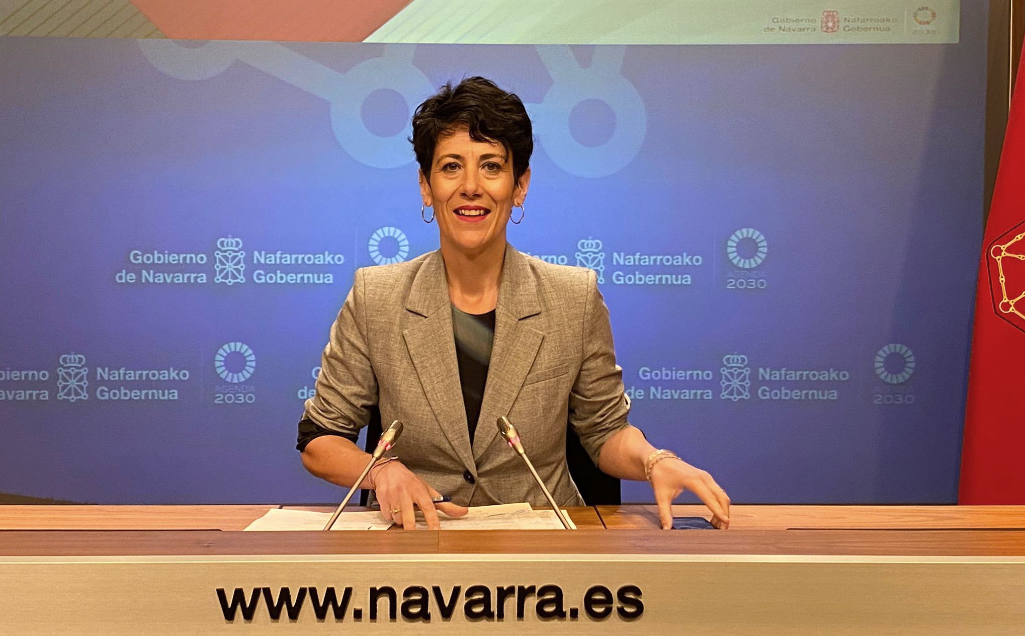 La ministra de Seguridad Social, Elma Saiz, en una intervención en Navarra | ACN