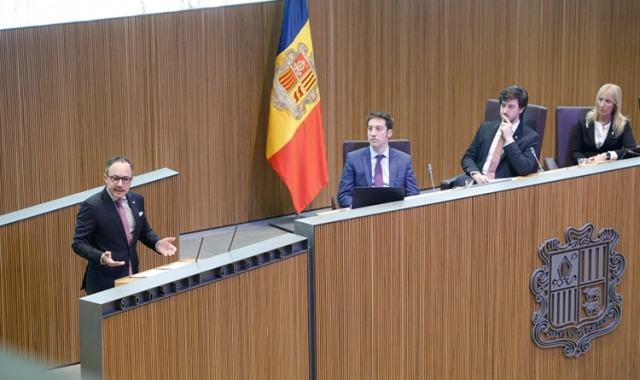 El cap de Govern d’Andorra, Xavier Espot, durant la seva intervenció | Govern d'Andorra