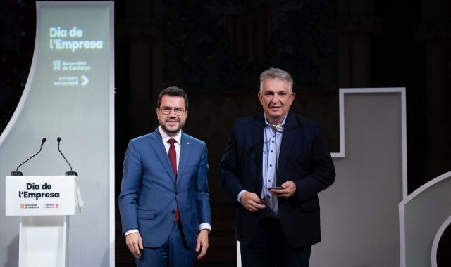 El presidente en funciones de la Generalitat, Pere Aragonès, y el CEO de Group Saltó, Jaume Saltó | EP