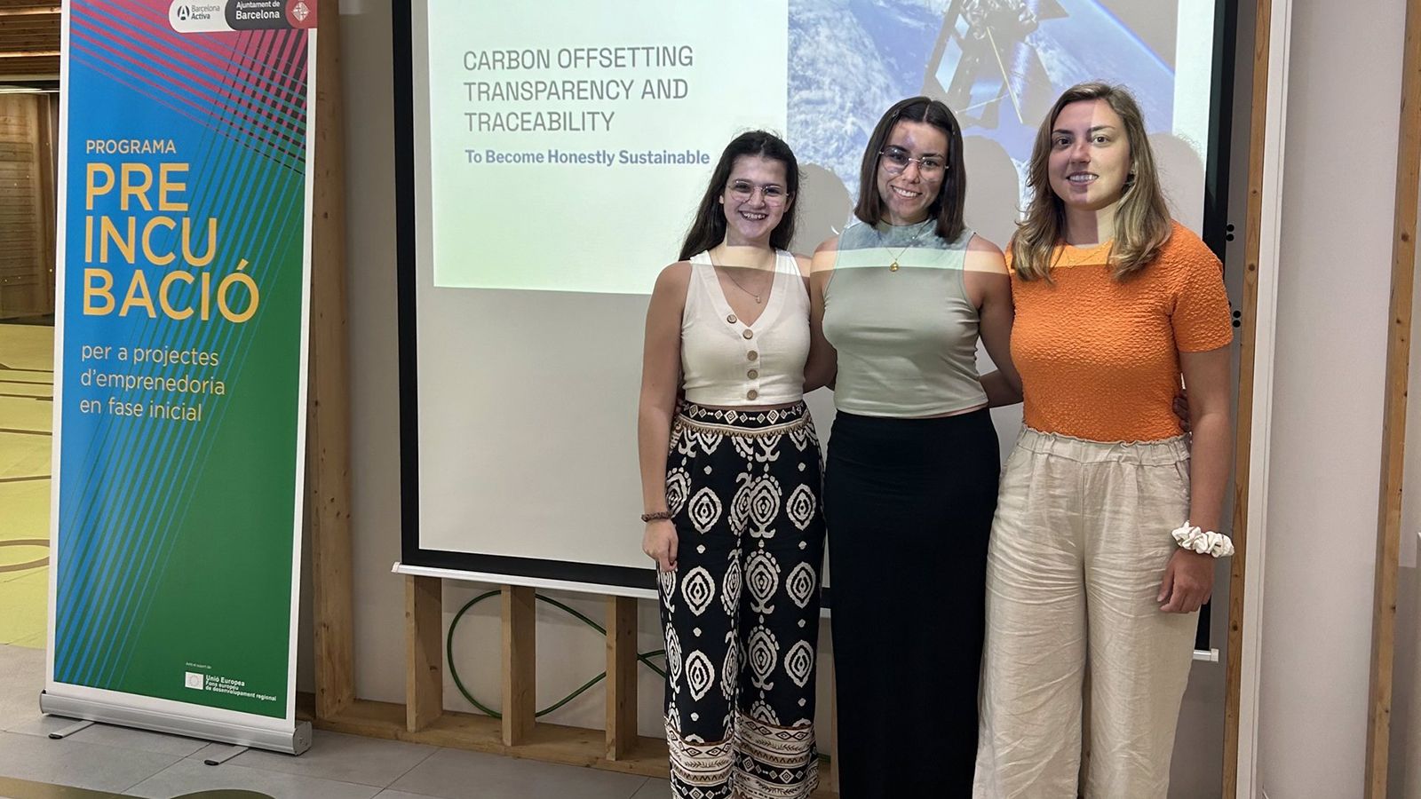 Las impulsoras de Tracks CO2 durante una presentación de la empresa emergente | EP