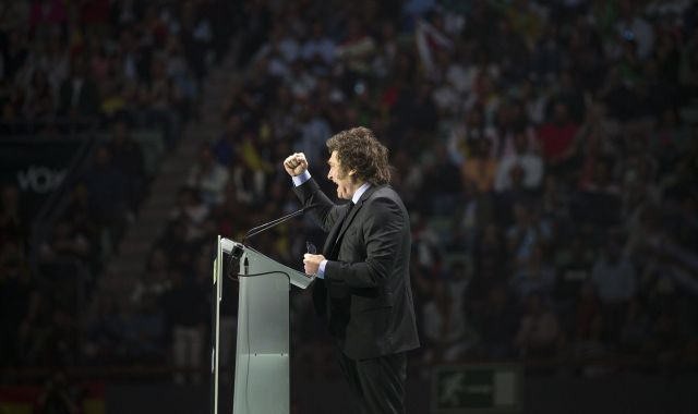 El president d'Argentina, Javier Milei, en un acte amb VOX a Madrid | EP