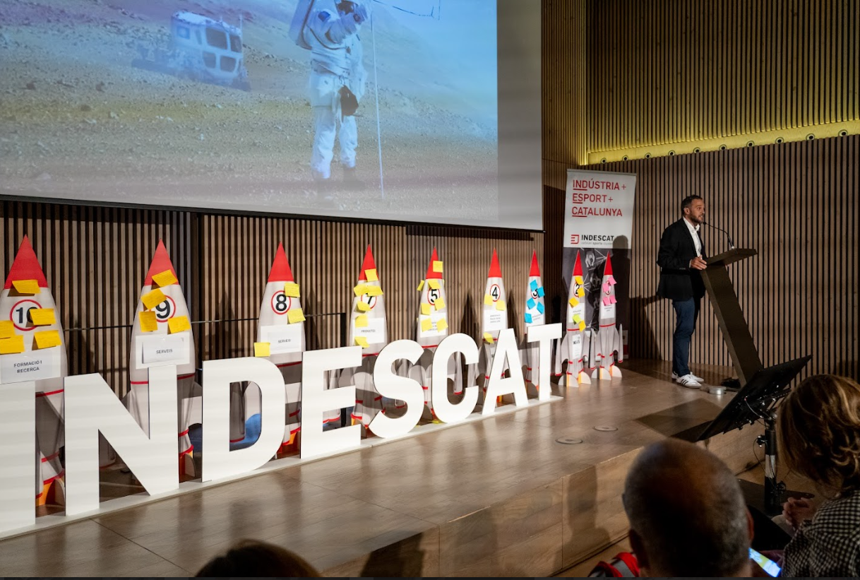 Abel Garcia, secretari general del Departament d'Esports, durant l'acte de cloenda d'Indescat Trends 2024 | Cedida