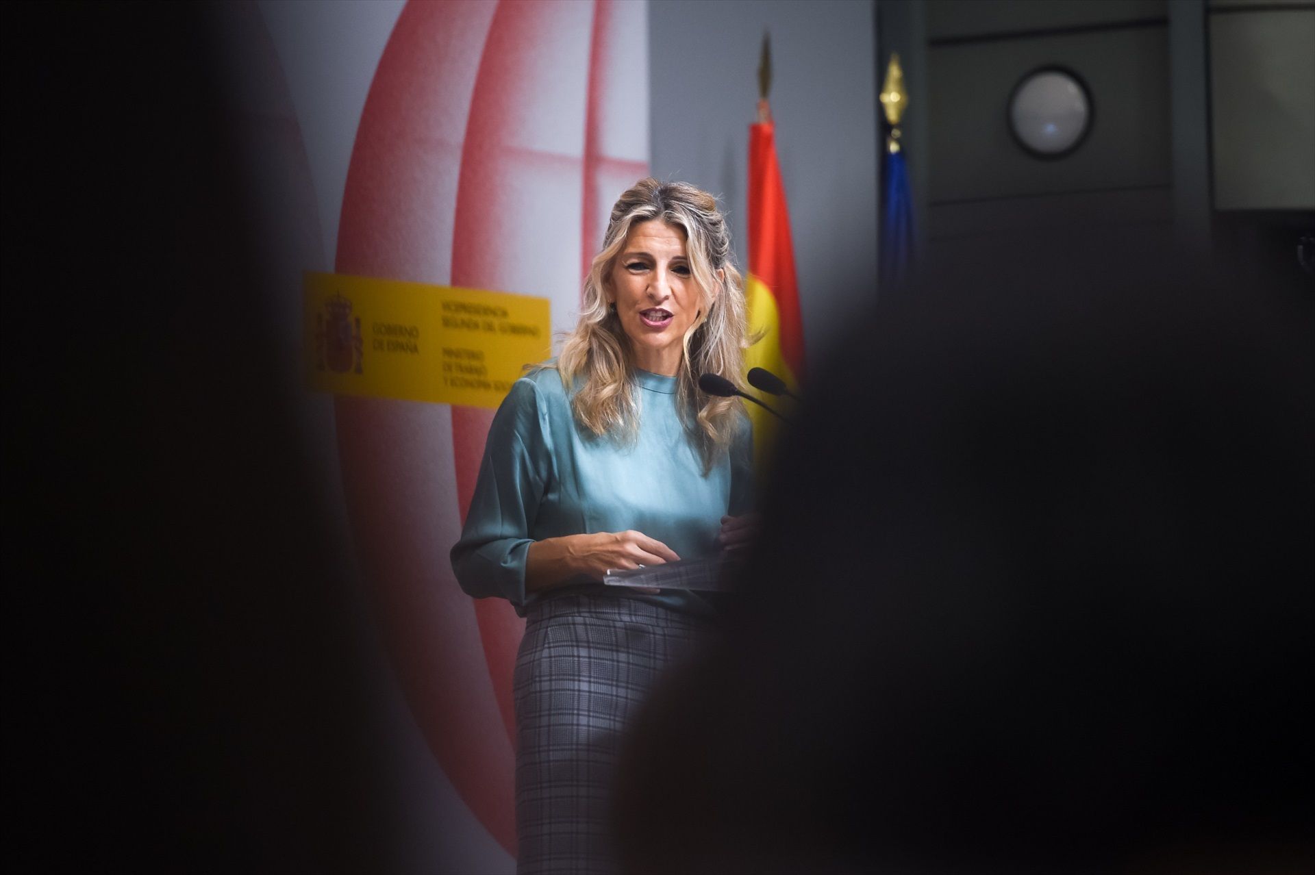 La vicepresidenta segona i ministra de Treball i Economia Social, Yolanda Díaz, durant una roda de premsa per presentar el Congrés Internacional del Treball | EP