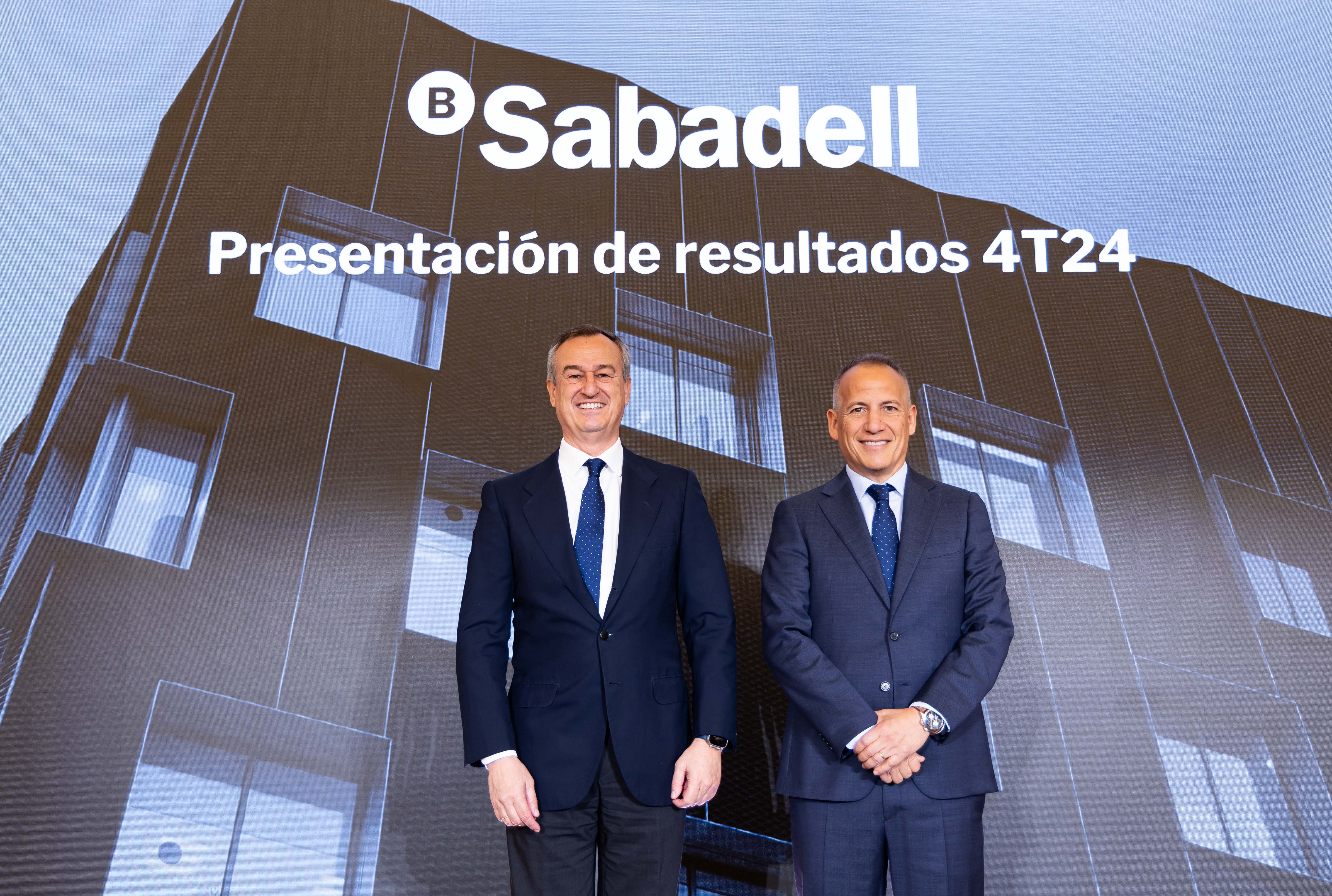 Sergio Palavecino y César González-Bueno durante la presentación de resultados del Banc Sabadell | Cedida