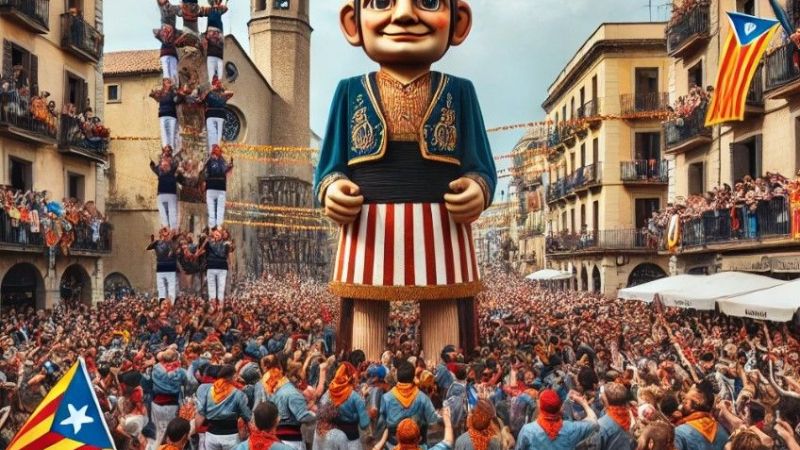 Una imatge on hi ha gegants en una festa major de Catalunya | Dall-E d'OpenAi