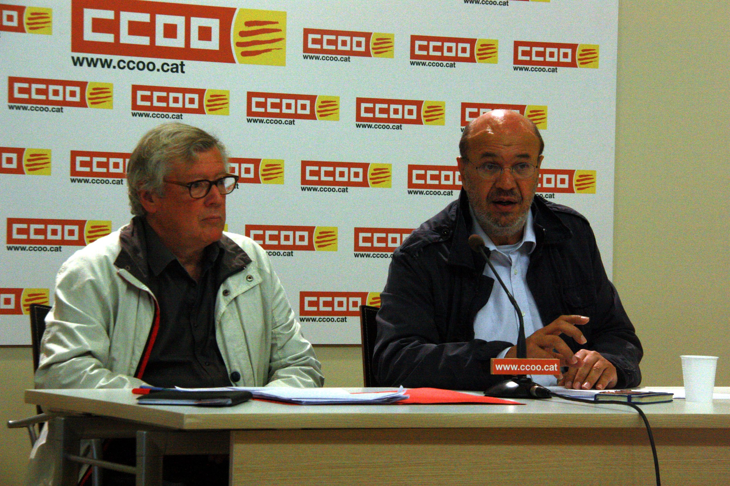 El director d'estudis de CCOO, A. Labrador i el secretari general de CCOO, J.C. Gallego. 