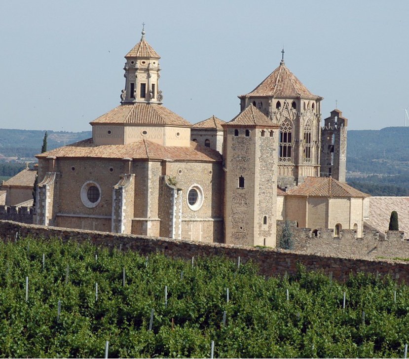 El Reial Monestir de Santa Maria de Poblet està situat al peu de les muntanyes de Prades