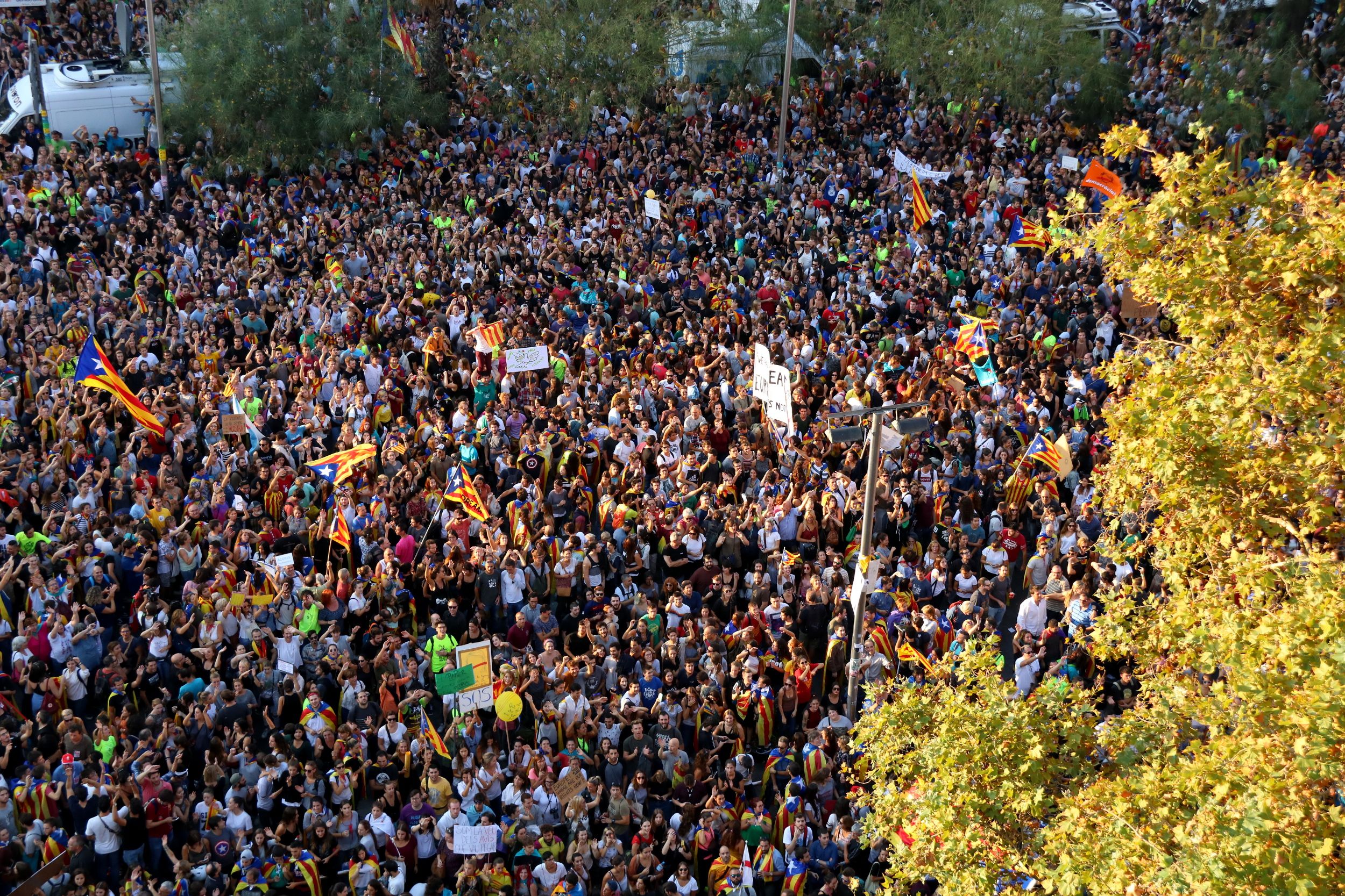 Imatge de la Plaça Universitat durant l'aturada de país